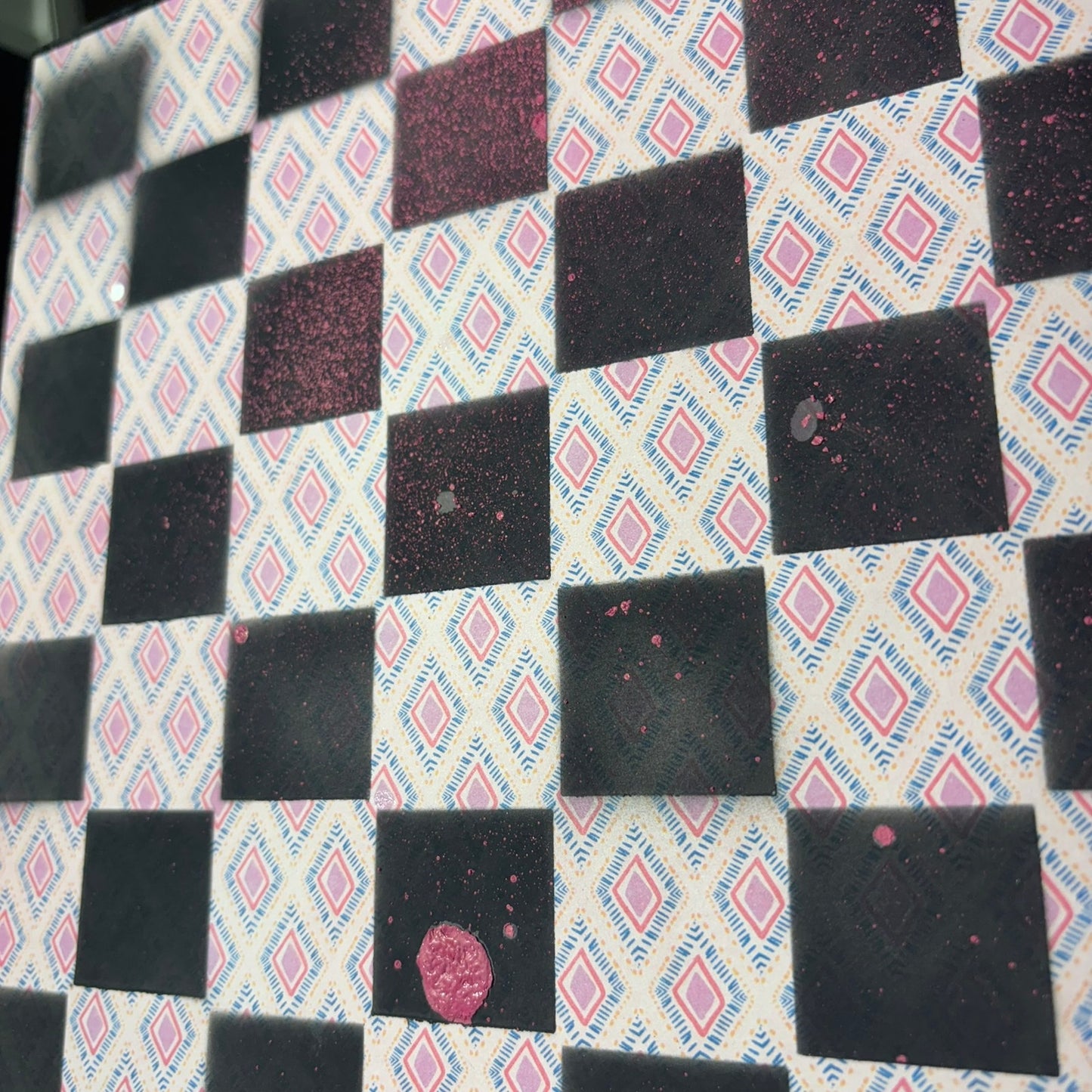Light Pink & Blue - Scrapbook Chess Board