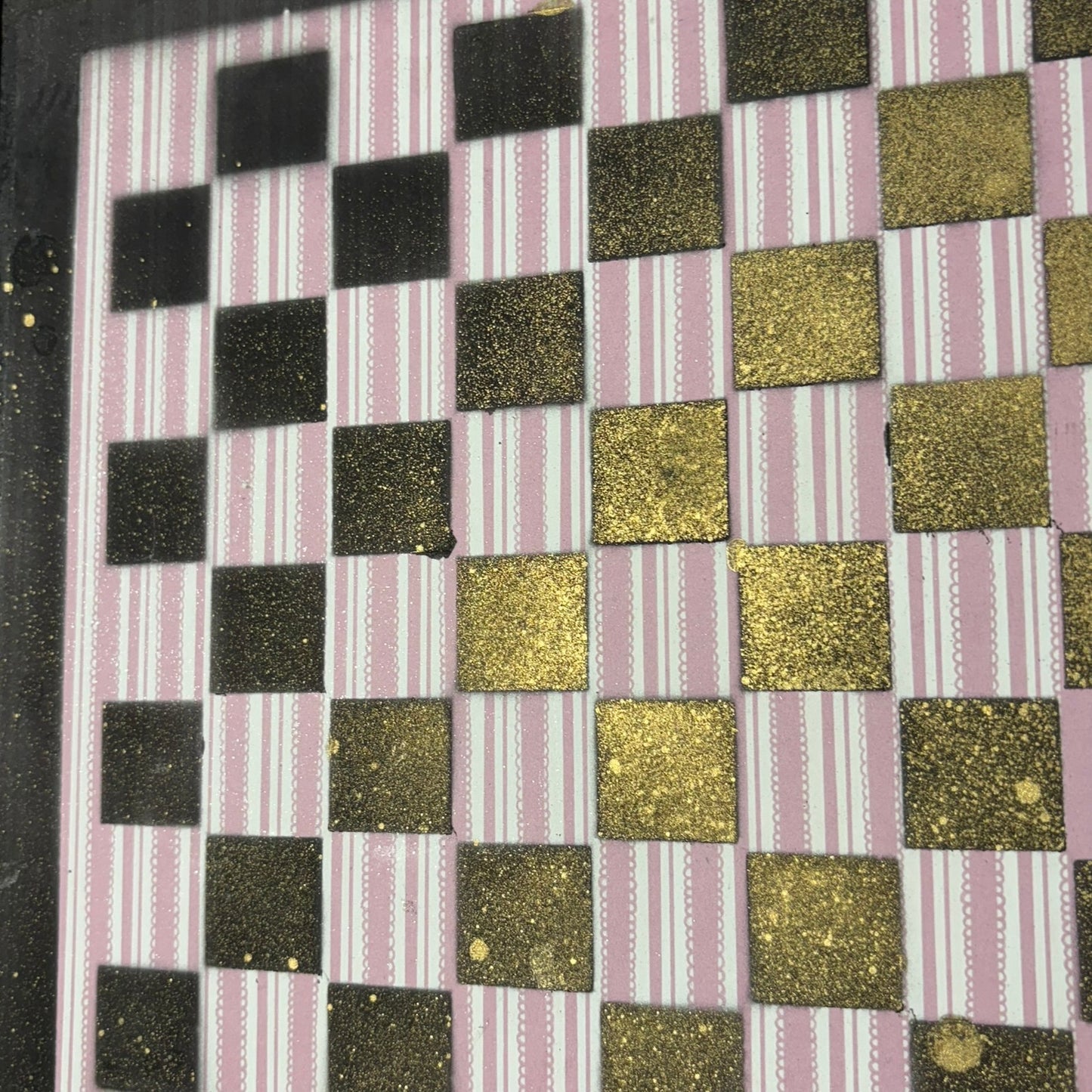 Pink Lined Gold - Scrapbook Chess Board