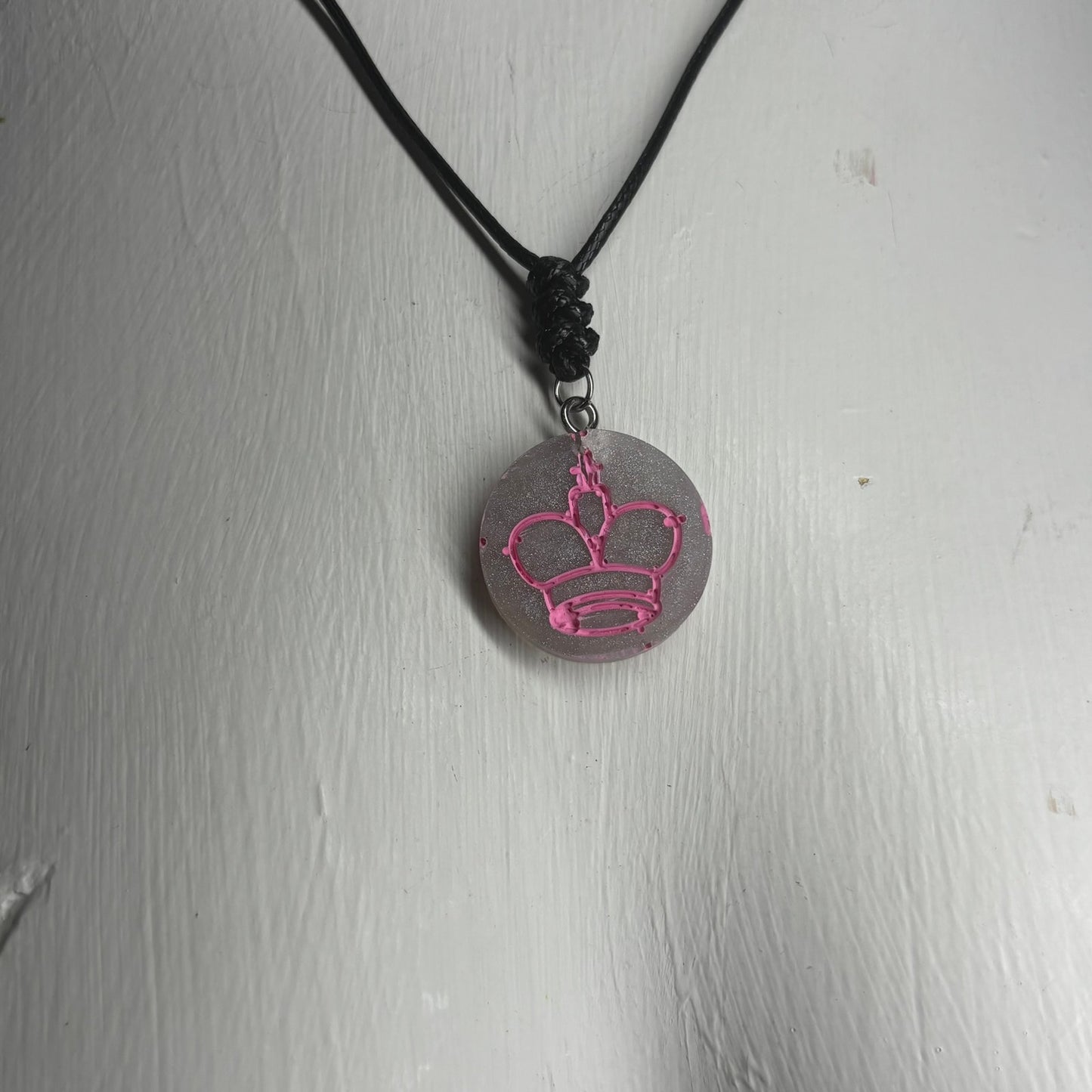 Space Gray Pink King - Handmade Resin Chess Necklace