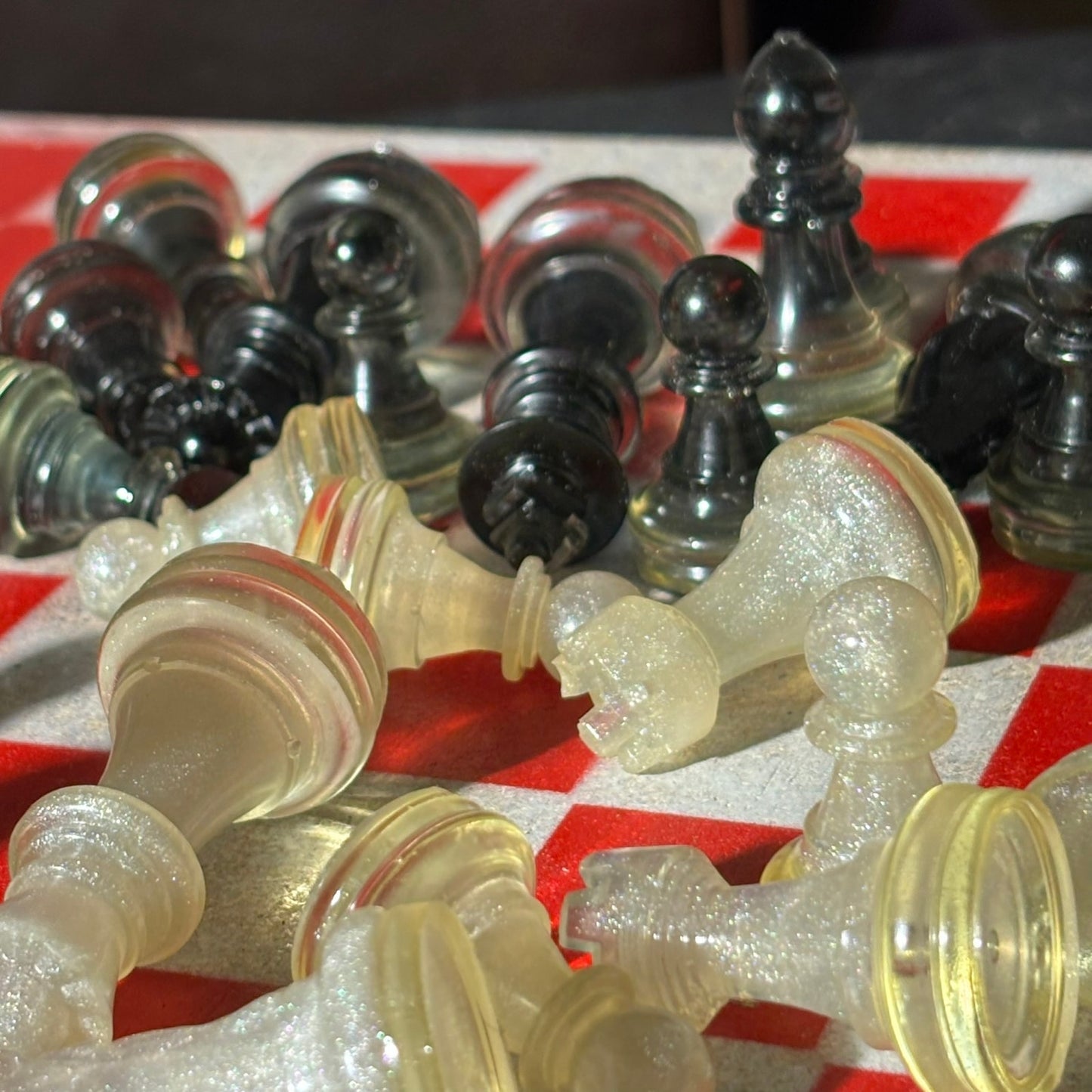 Red & White - Painted Chess Set