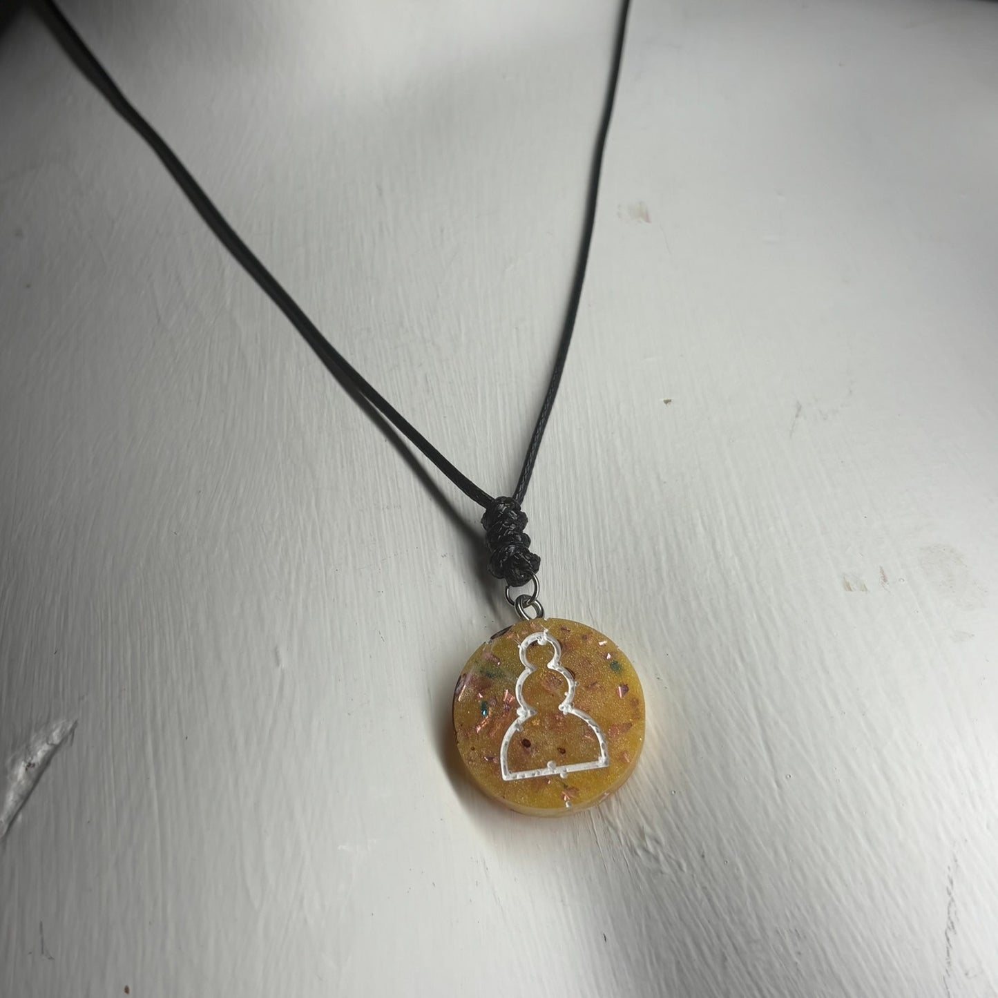 Yellow Crystal Pawn - Handmade Resin Chess Necklace