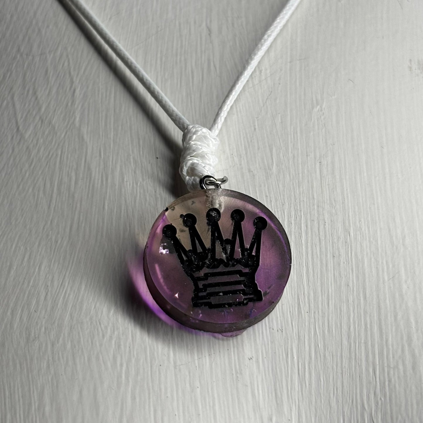 Purple Swirl Queen - Handmade Resin Chess Necklace