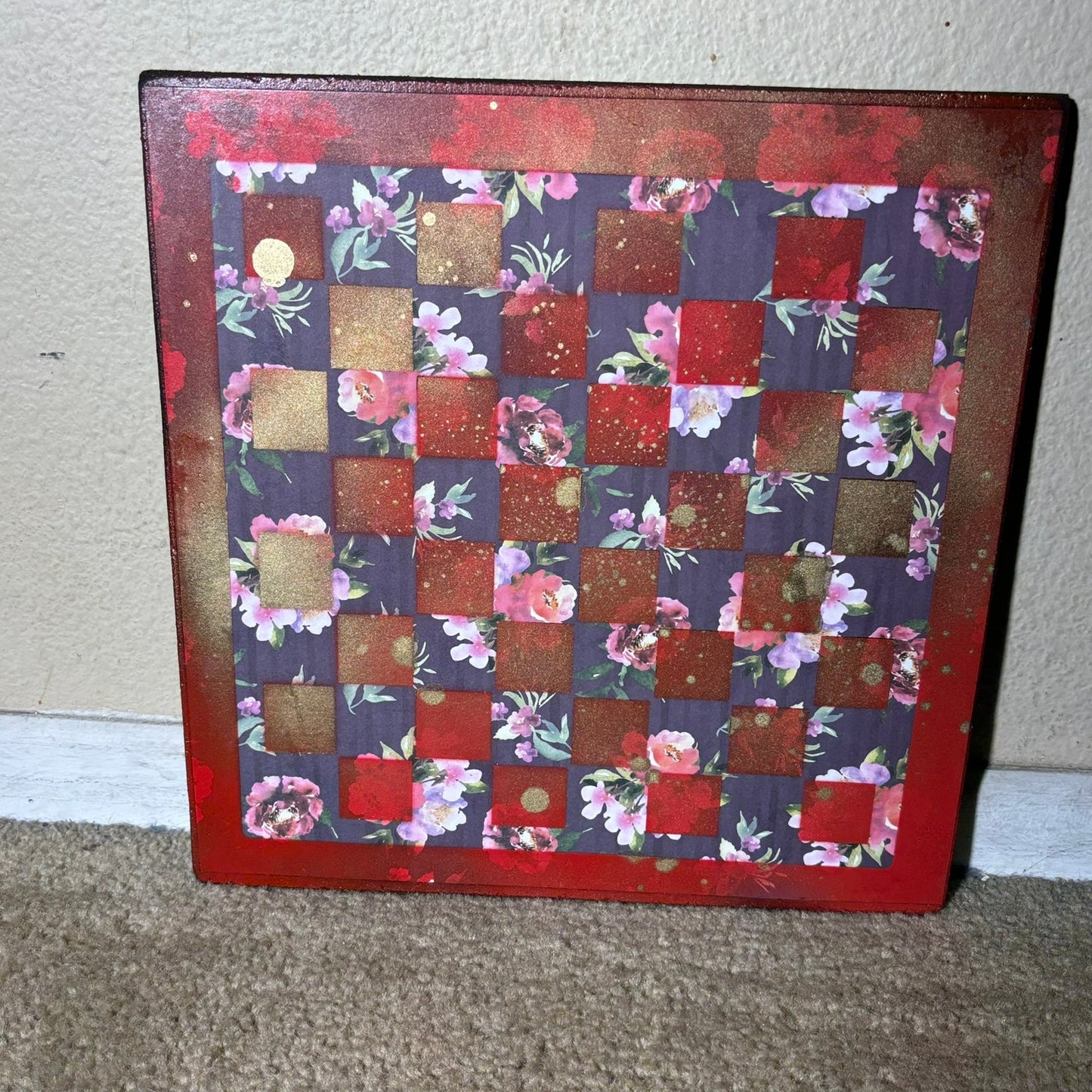 Vintage Golden Red - Scrapbook Chess Board