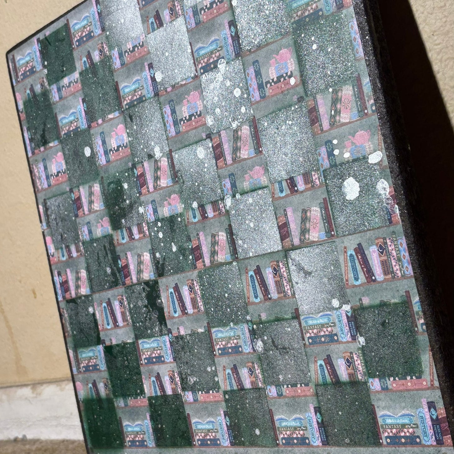 Green Cast Book Worm - Scrapbook Chess Board