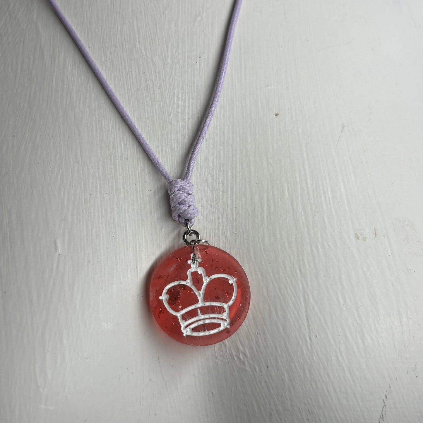 Red Sparkle King - Handmade Resin Chess Necklace