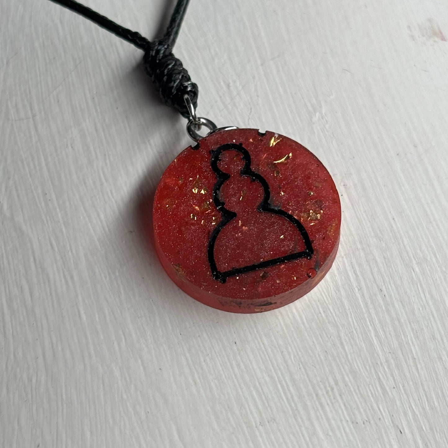 Sparkle Red Pawn - Handmade Resin Chess Necklace