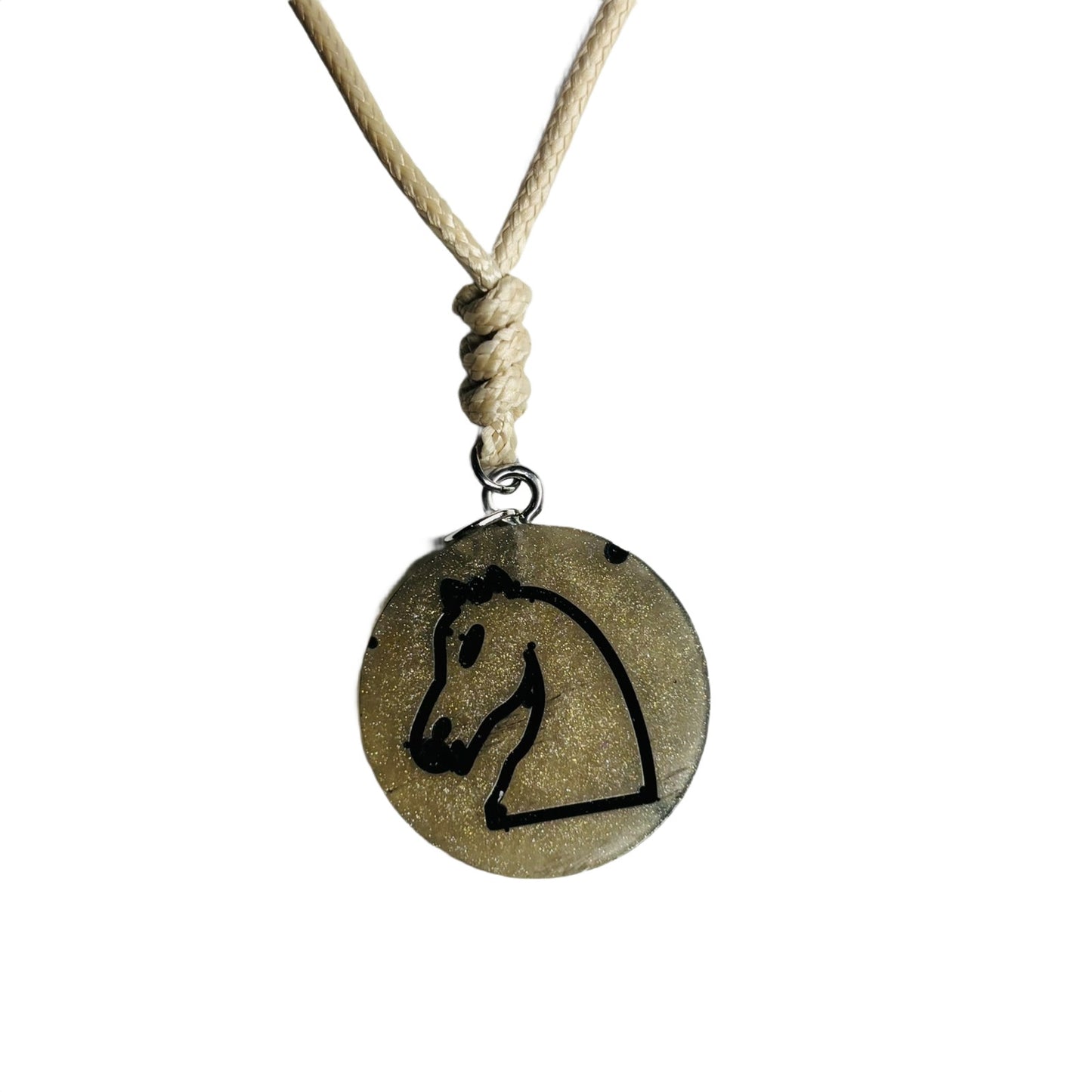 Cream Knight - Handmade Resin Chess Necklace