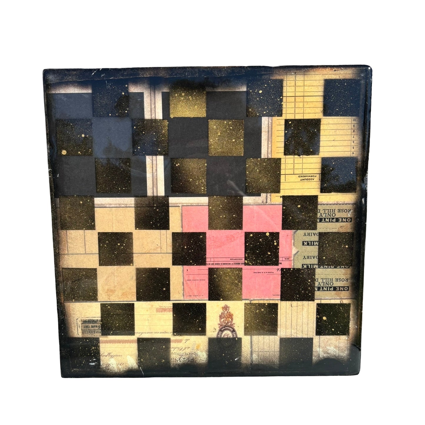 Vintage Collage - Resin Coated Chess Board