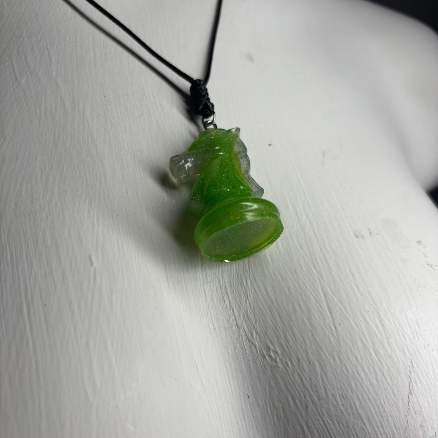 Sublime Green Knight - Handmade Resin Chess Necklace