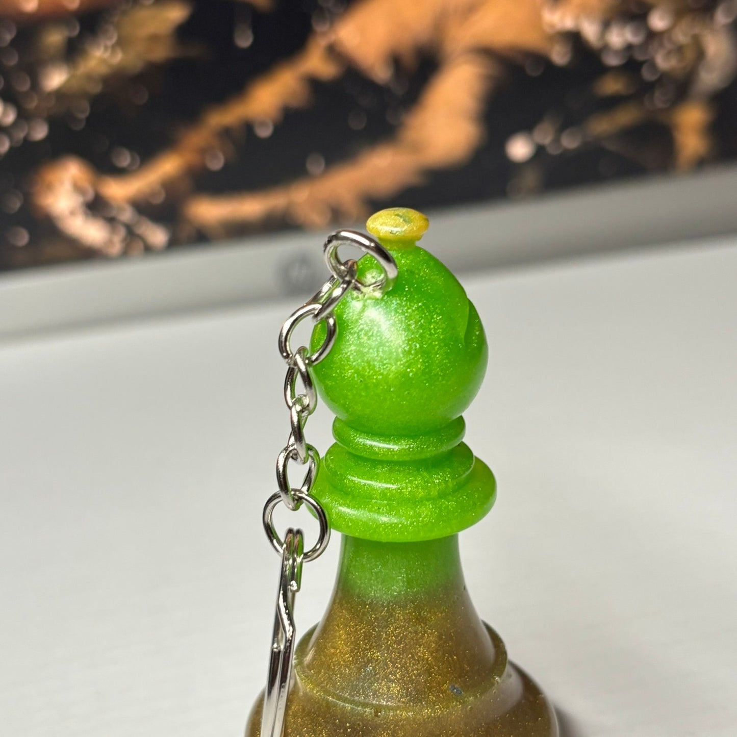 Half Colored Bishop - Handmade Resin Keychain - Large Edition