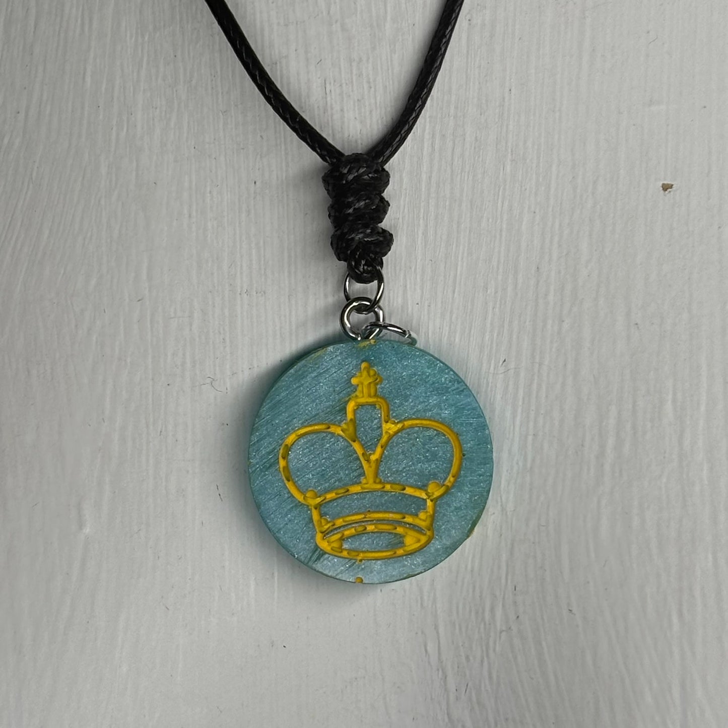 Cool Blue King - Handmade Resin Chess Necklace