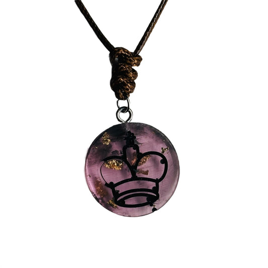 Violet Purple King - Handmade Resin Chess Necklace