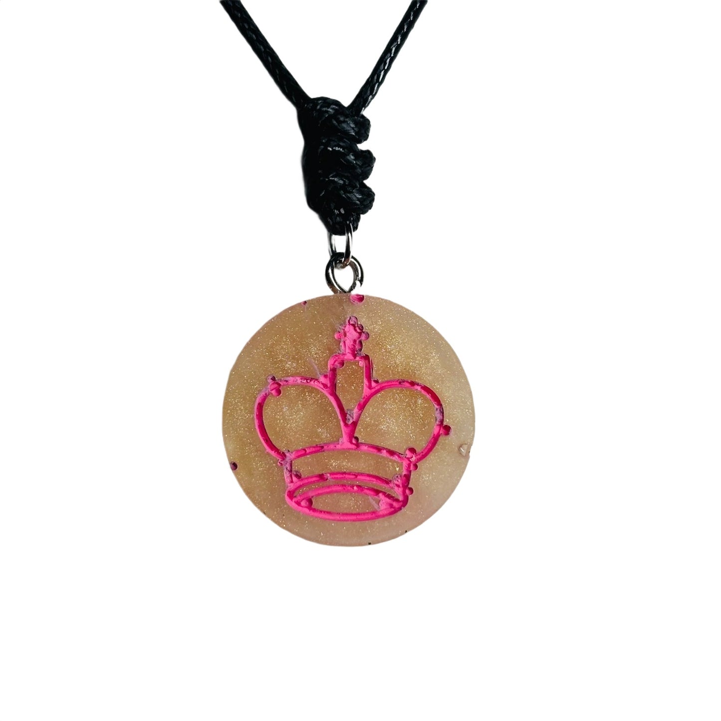 Pink Print King - Handmade Resin Chess Necklace