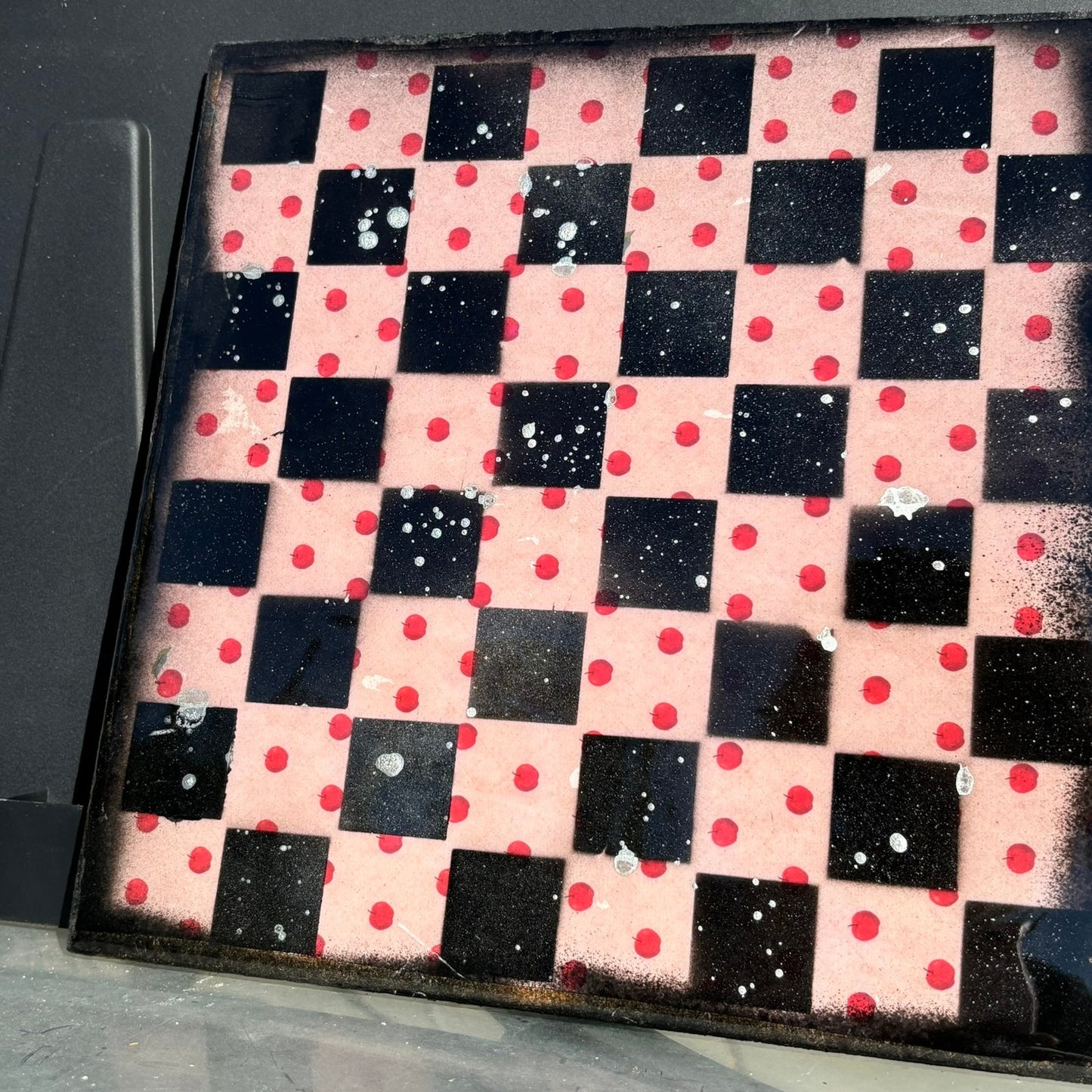 Dotted Pink - Resin Coated Chess Board