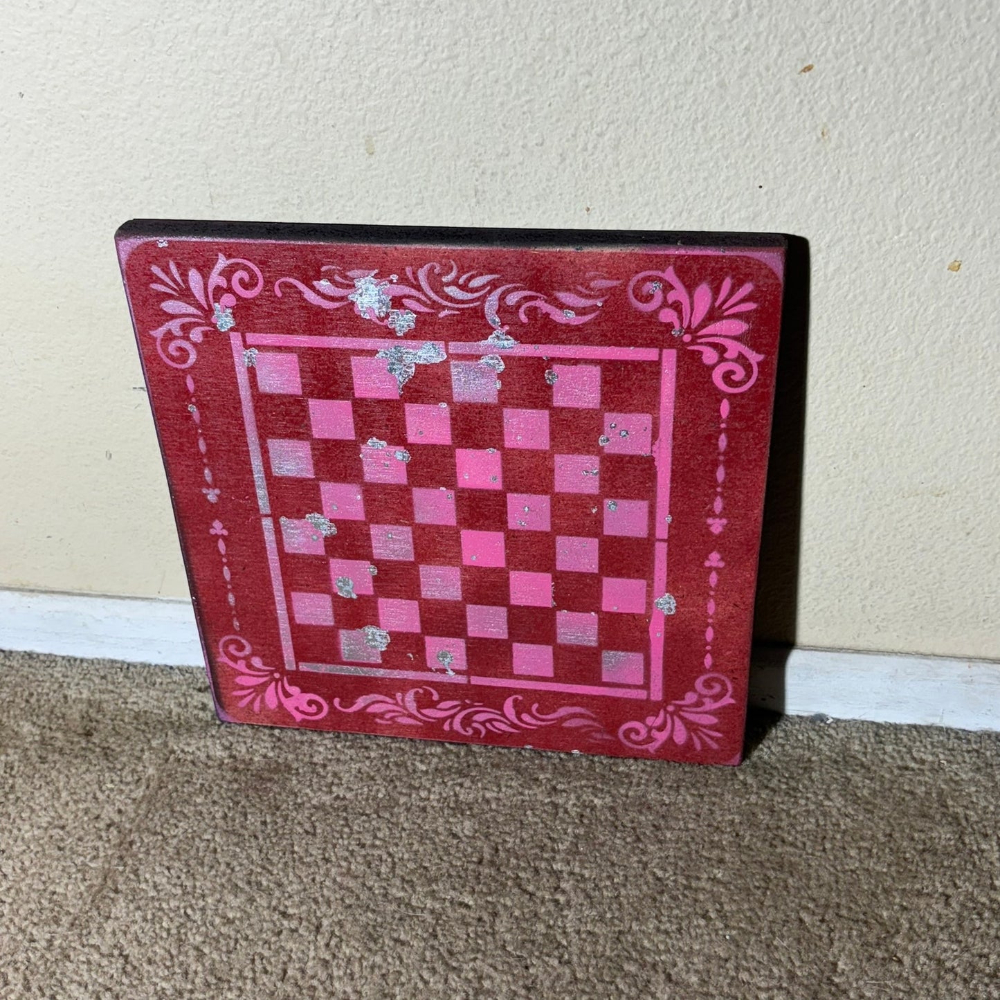 Pink & Red - Painted Chess Board