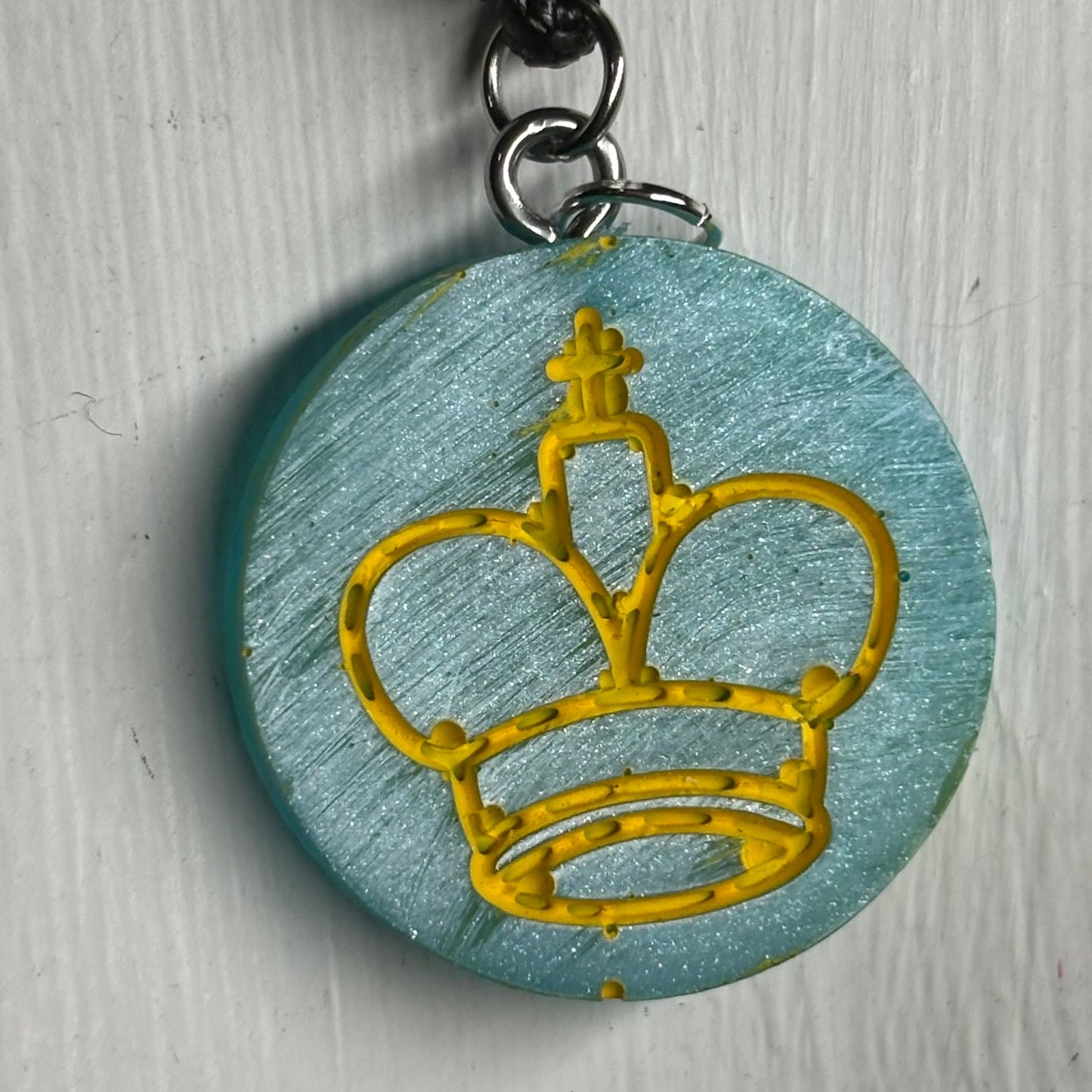 Cool Blue King - Handmade Resin Chess Necklace