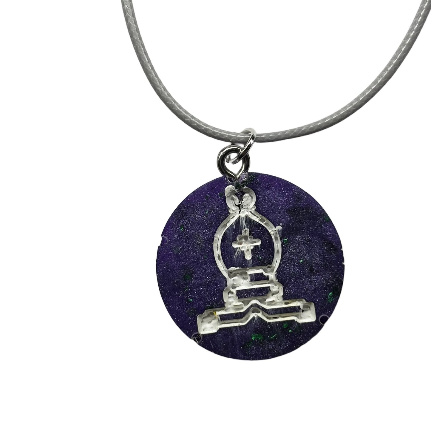 Dark Purple Bishop - Handmade Resin Chess Necklace