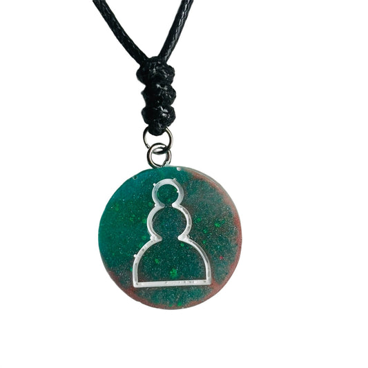 Green Pawn - Handmade Resin Chess Necklace