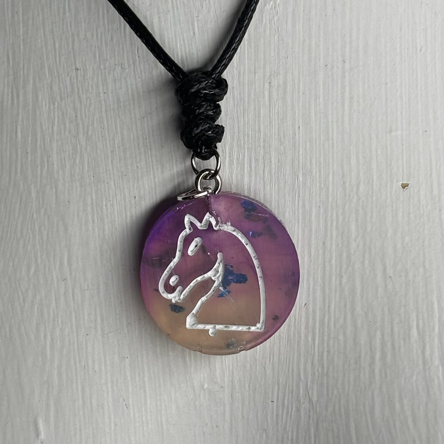 Purple Lush Knight - Handmade Resin Chess Necklace