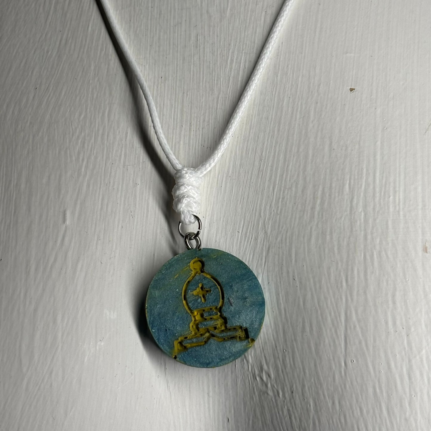 Spaz Blue Bishop - Handmade Resin Chess Necklace