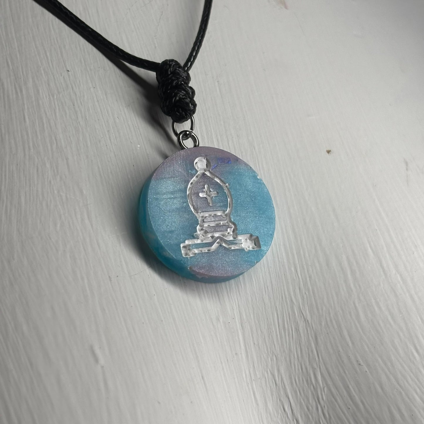 Beach Water Blue Bishop - Handmade Resin Chess Necklace