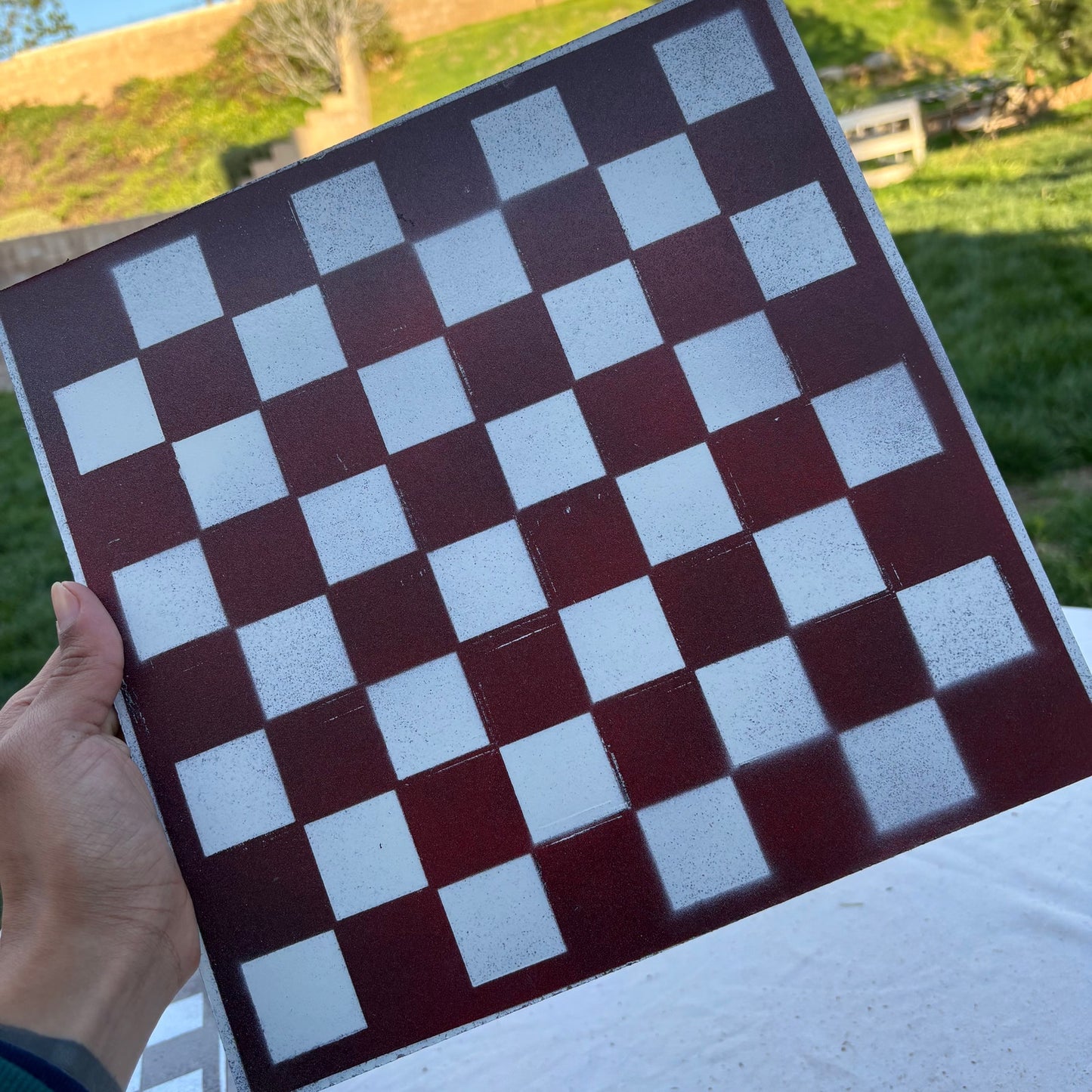 Simple Red - Painted Chess Set