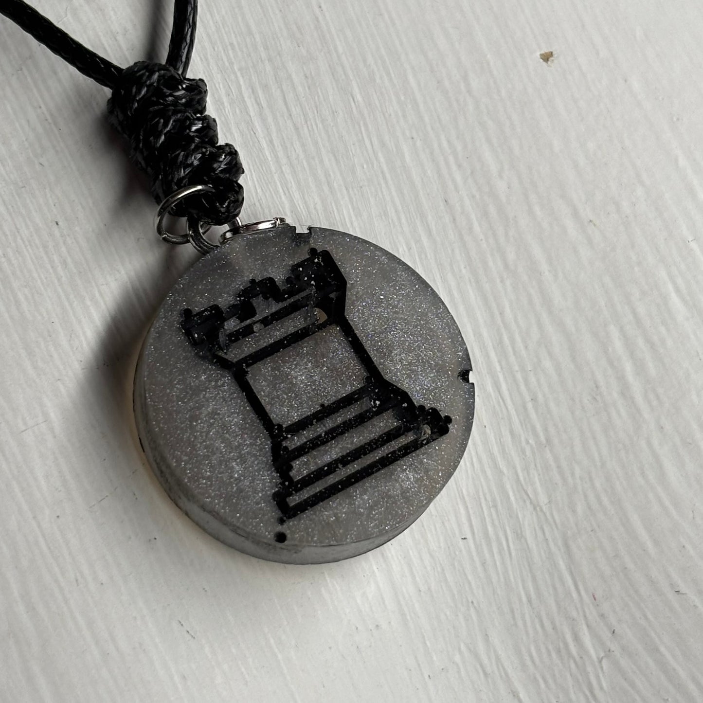 Silver Rook - Handmade Resin Chess Necklace