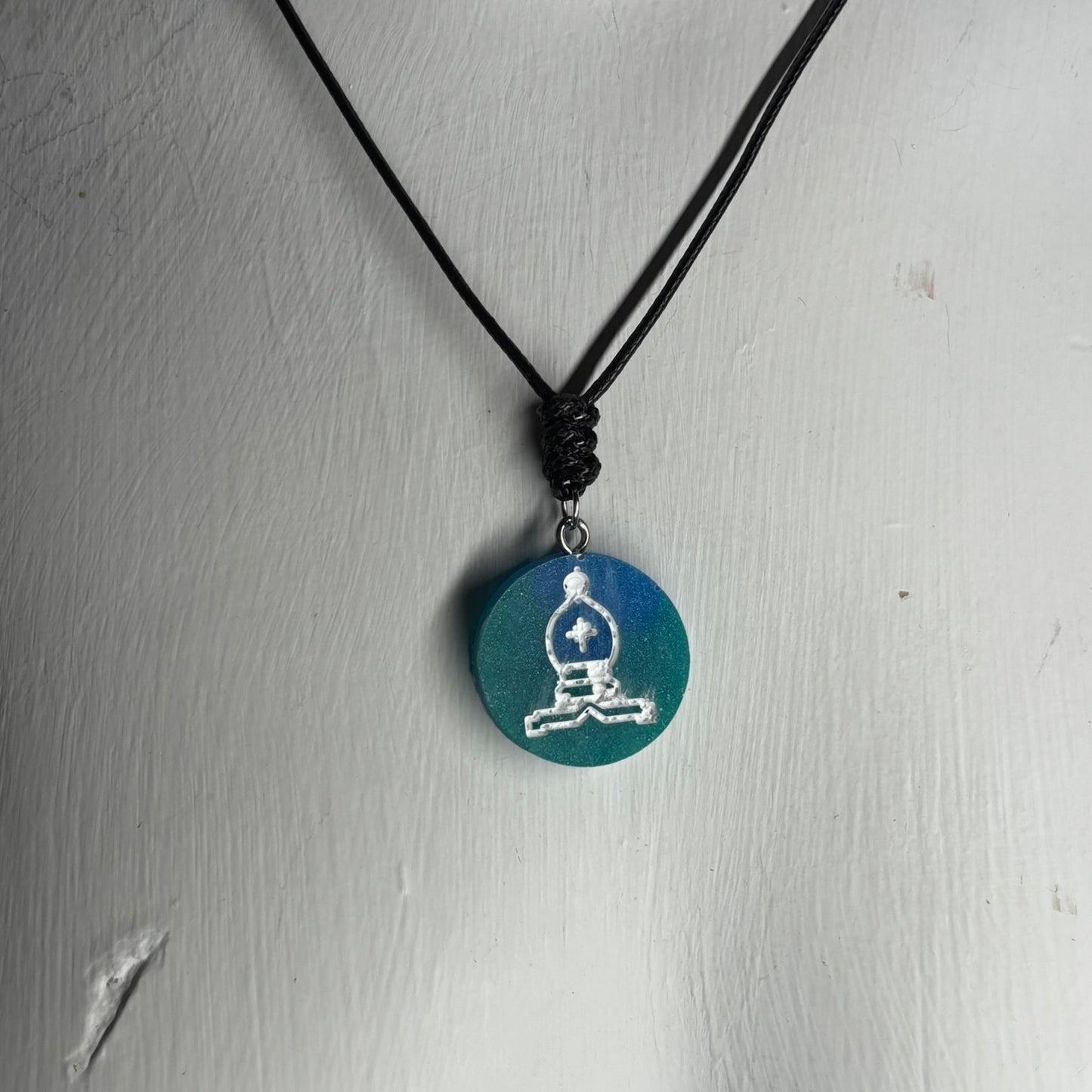 Blue Bishop - Handmade Resin Chess Necklace