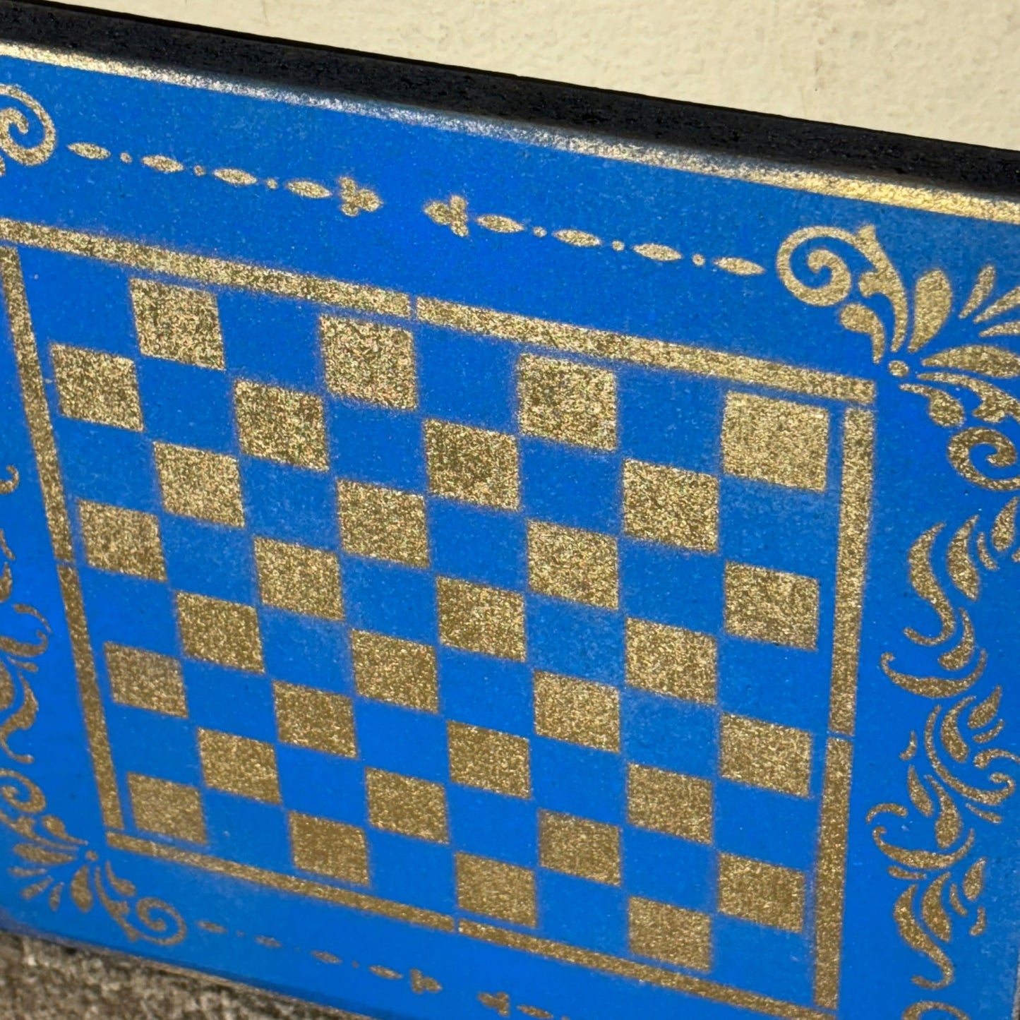 Golden Blue - Painted Chess Board
