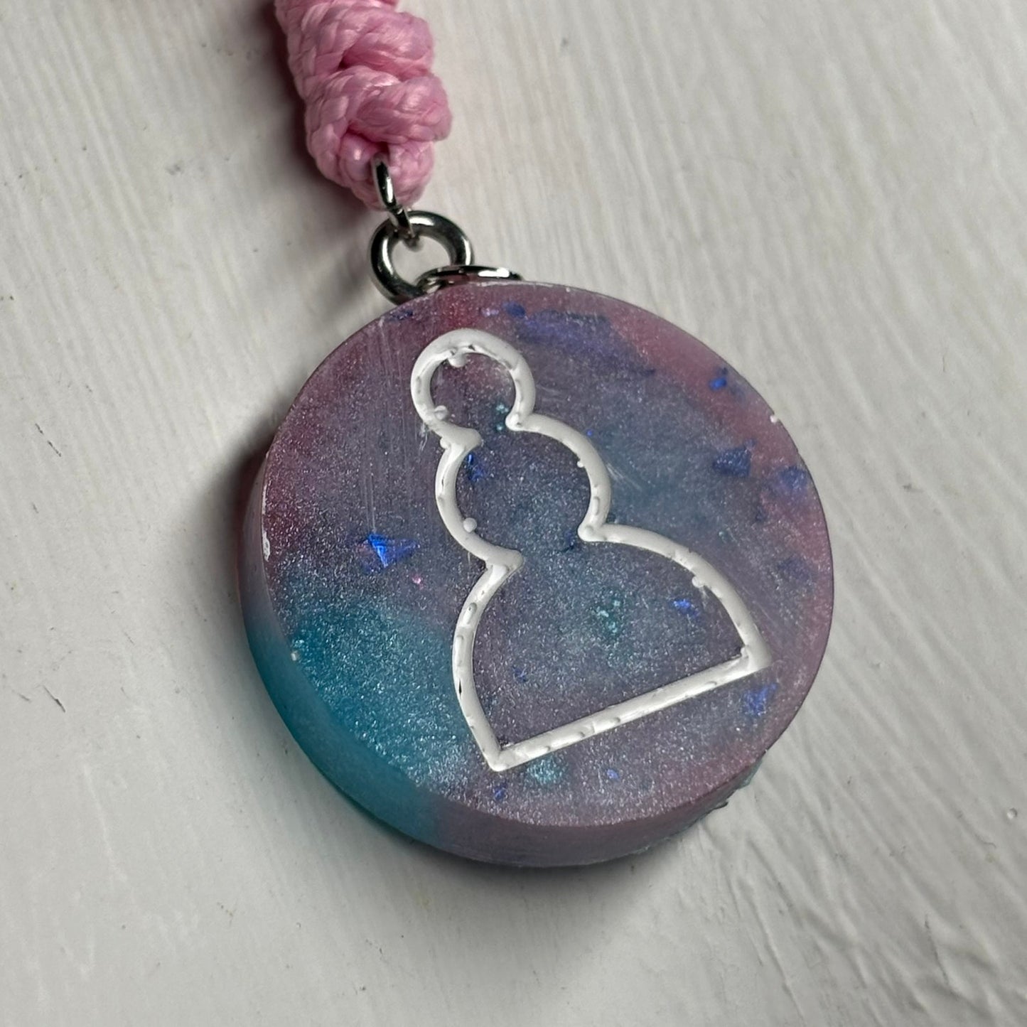 Purple & Blue Pawn - Handmade Resin Chess Necklace