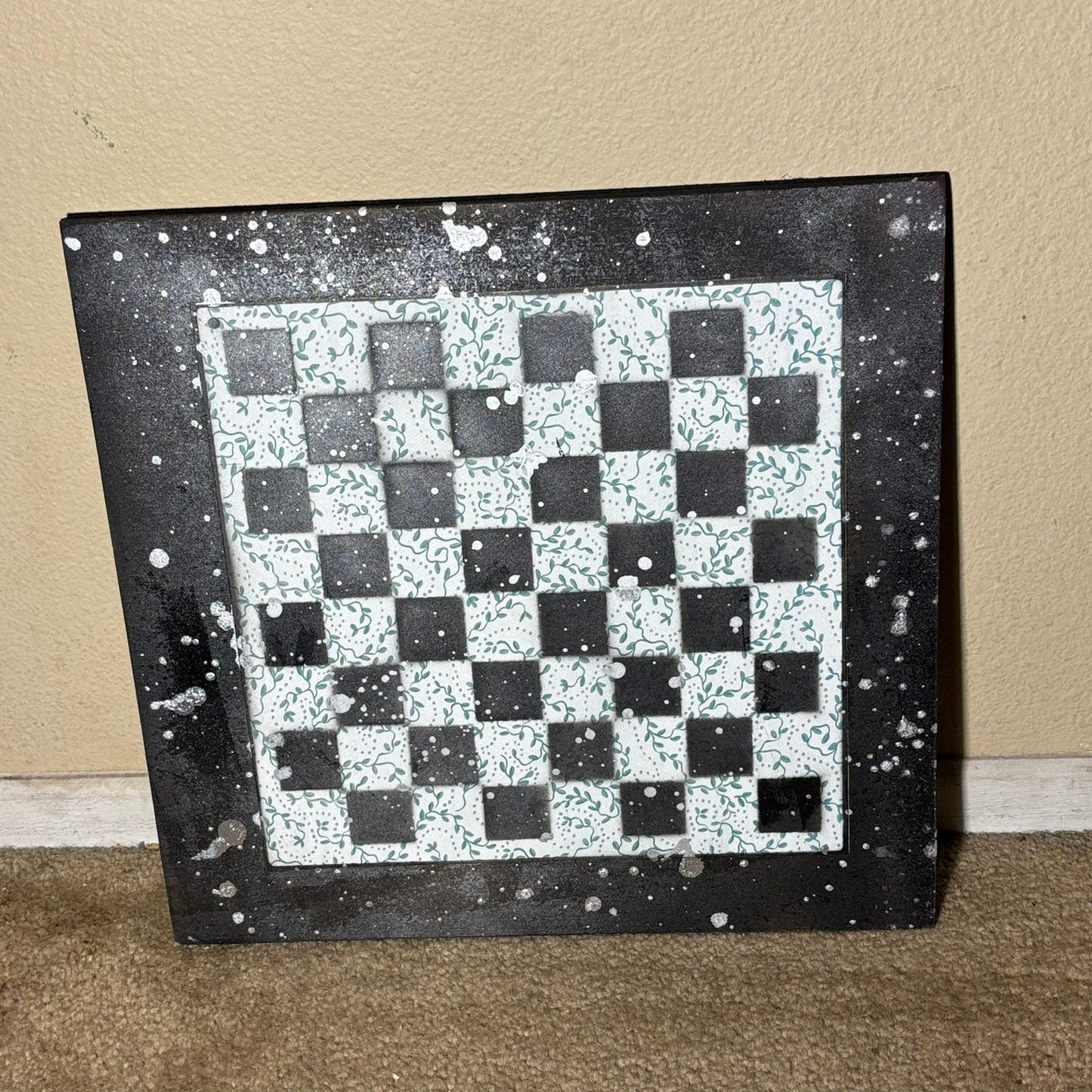 Vintage Pattern Chrome Drip - Large Scrapbook Chess Board