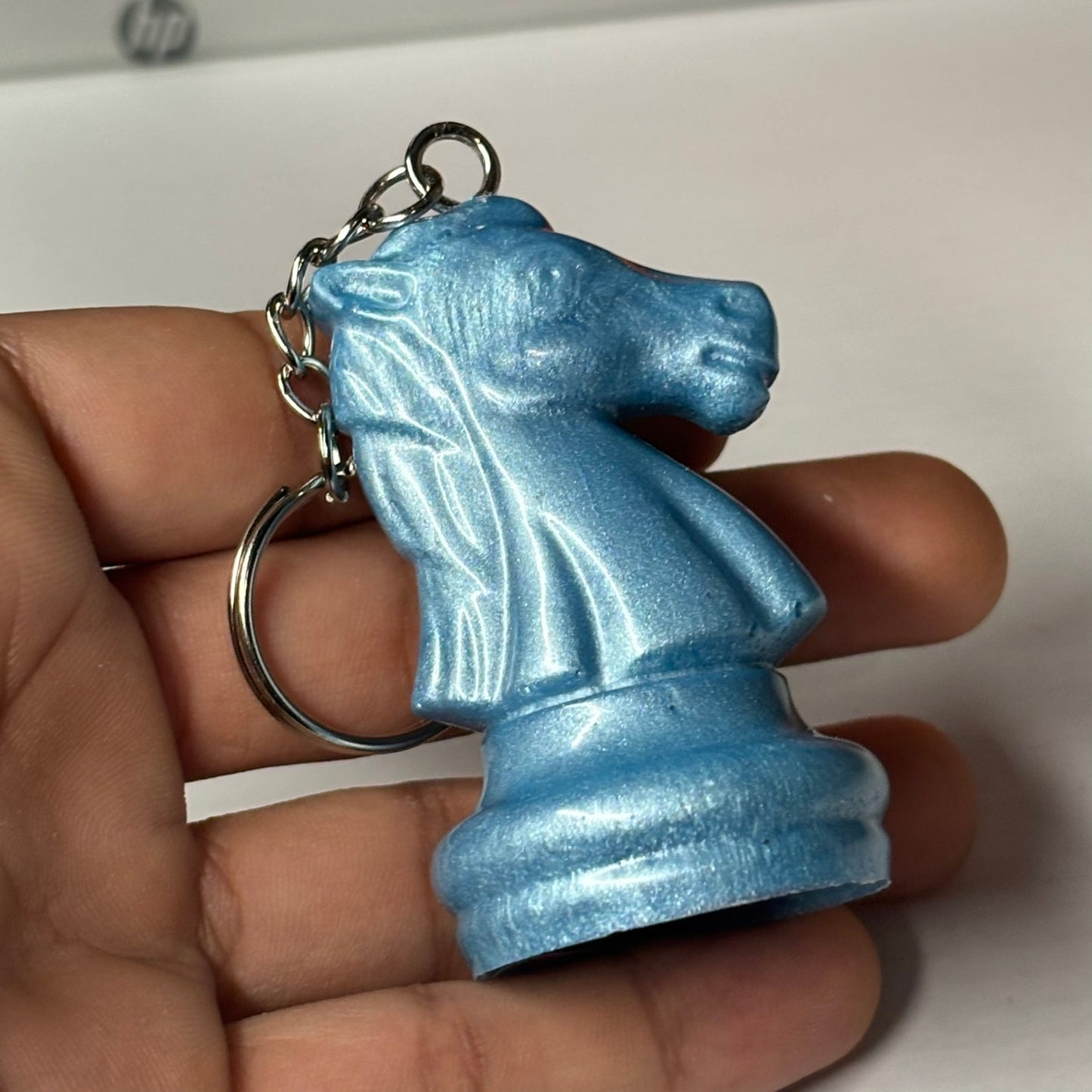Smooth Blue Knight - Handmade Resin Keychain - Large Edition