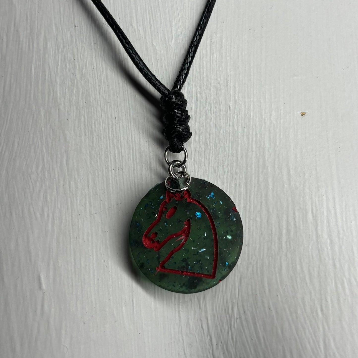 Green Knight - Handmade Resin Chess Necklace
