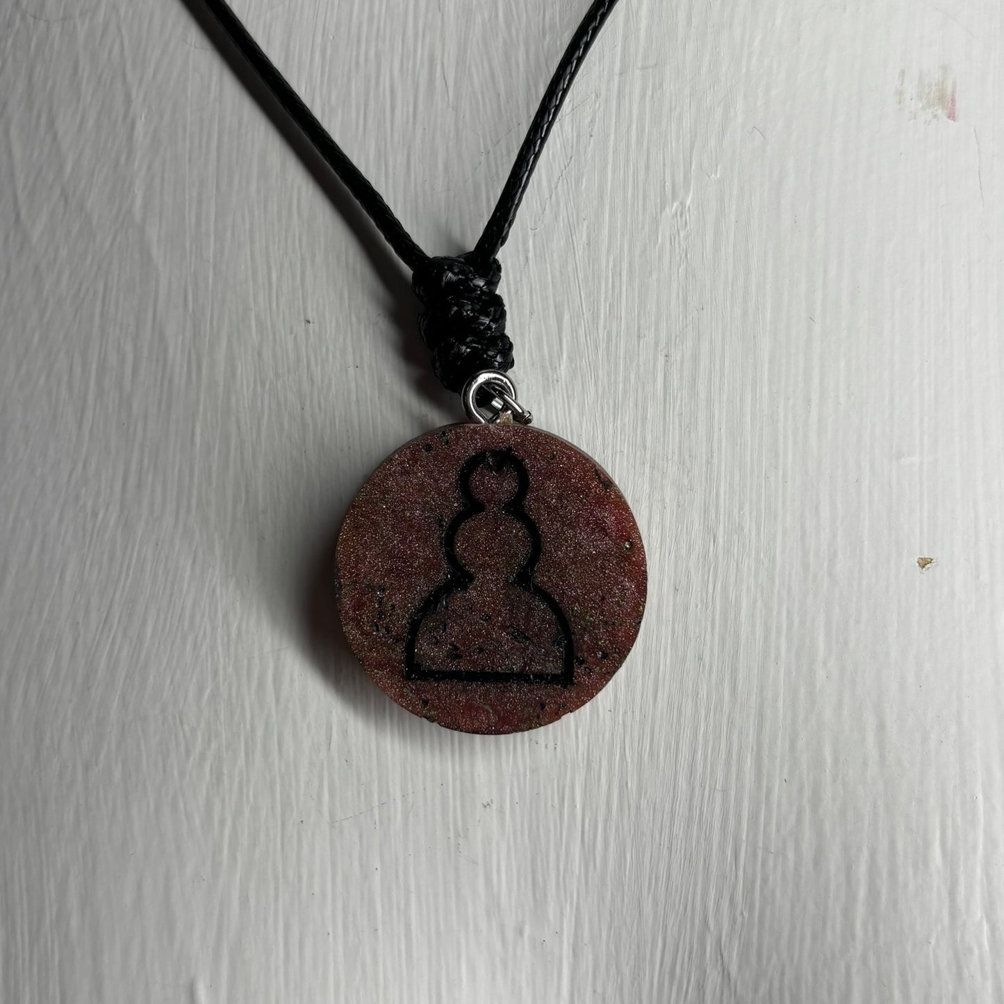 Burgundy Pawn  - Handmade Resin Chess Necklace