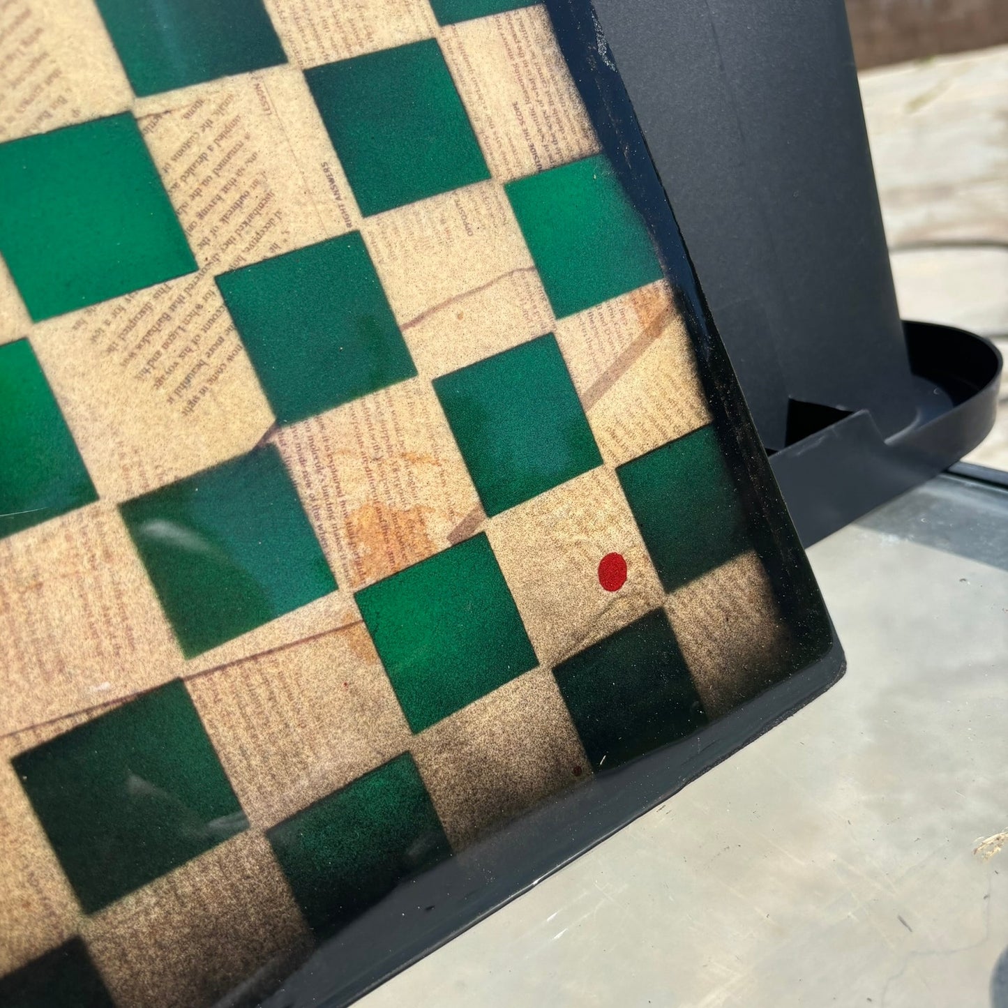 Vintage Green Cream - Resin Coated Chess Board