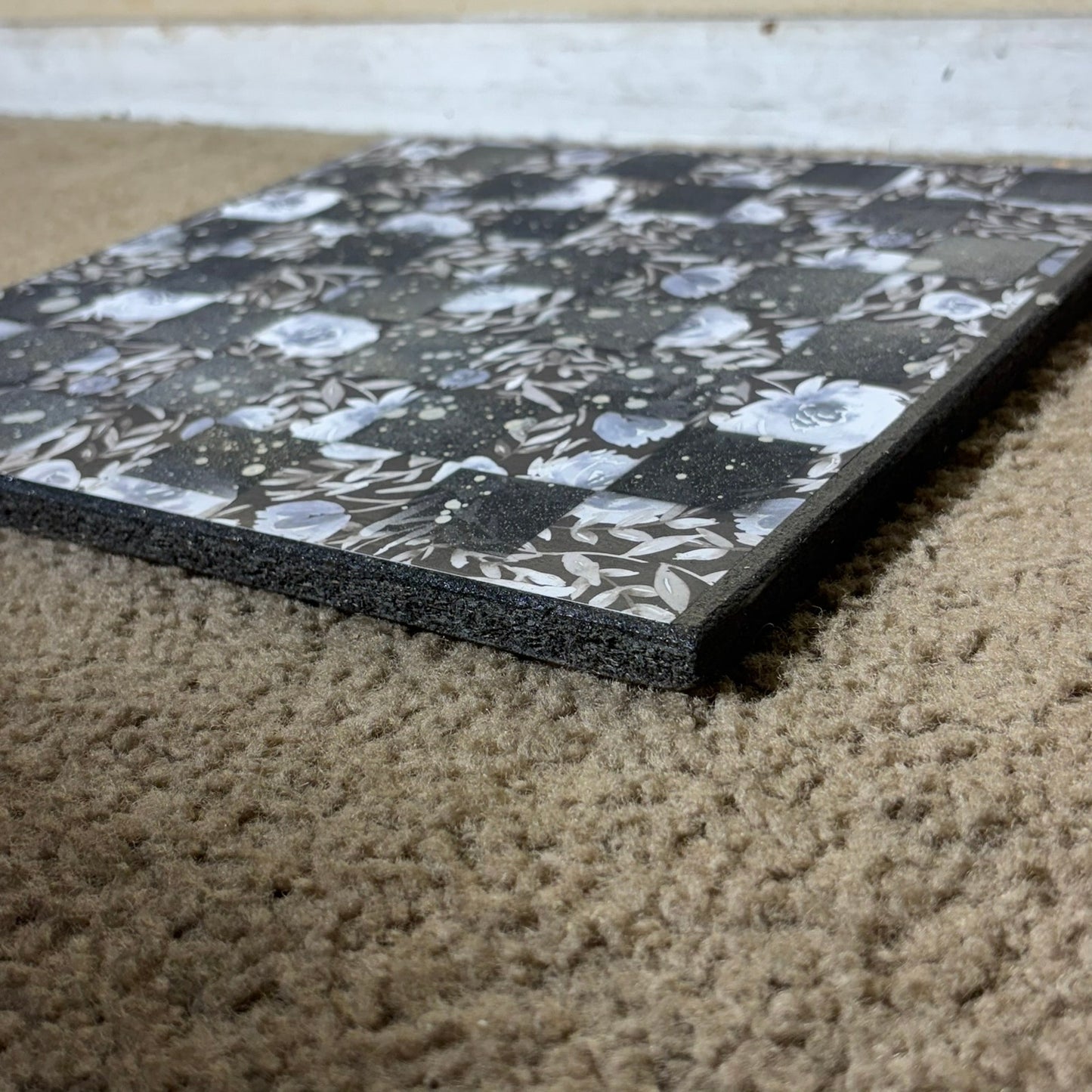 Snow Stained Flowers - Scrapbook Chess Board