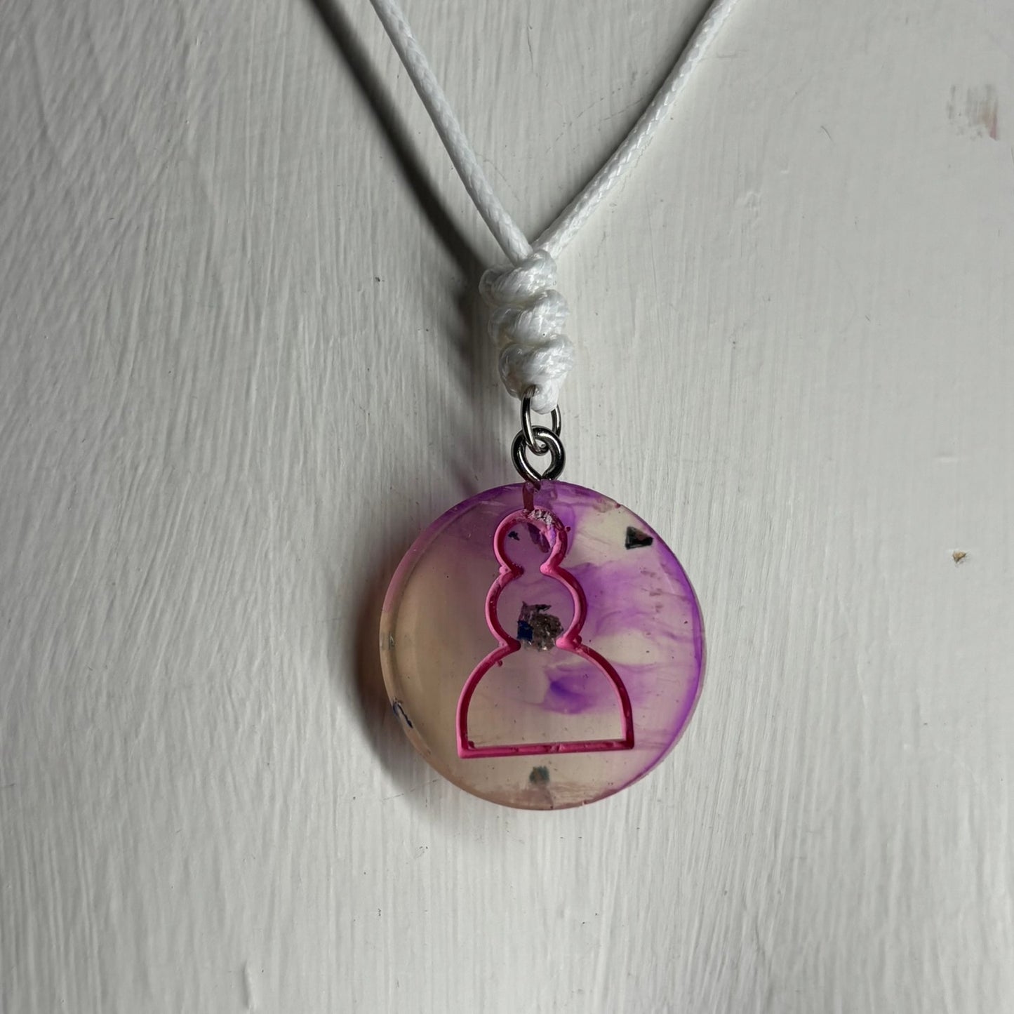 Pink Faded Pawn - Handmade Resin Chess Necklace - Flat Edition