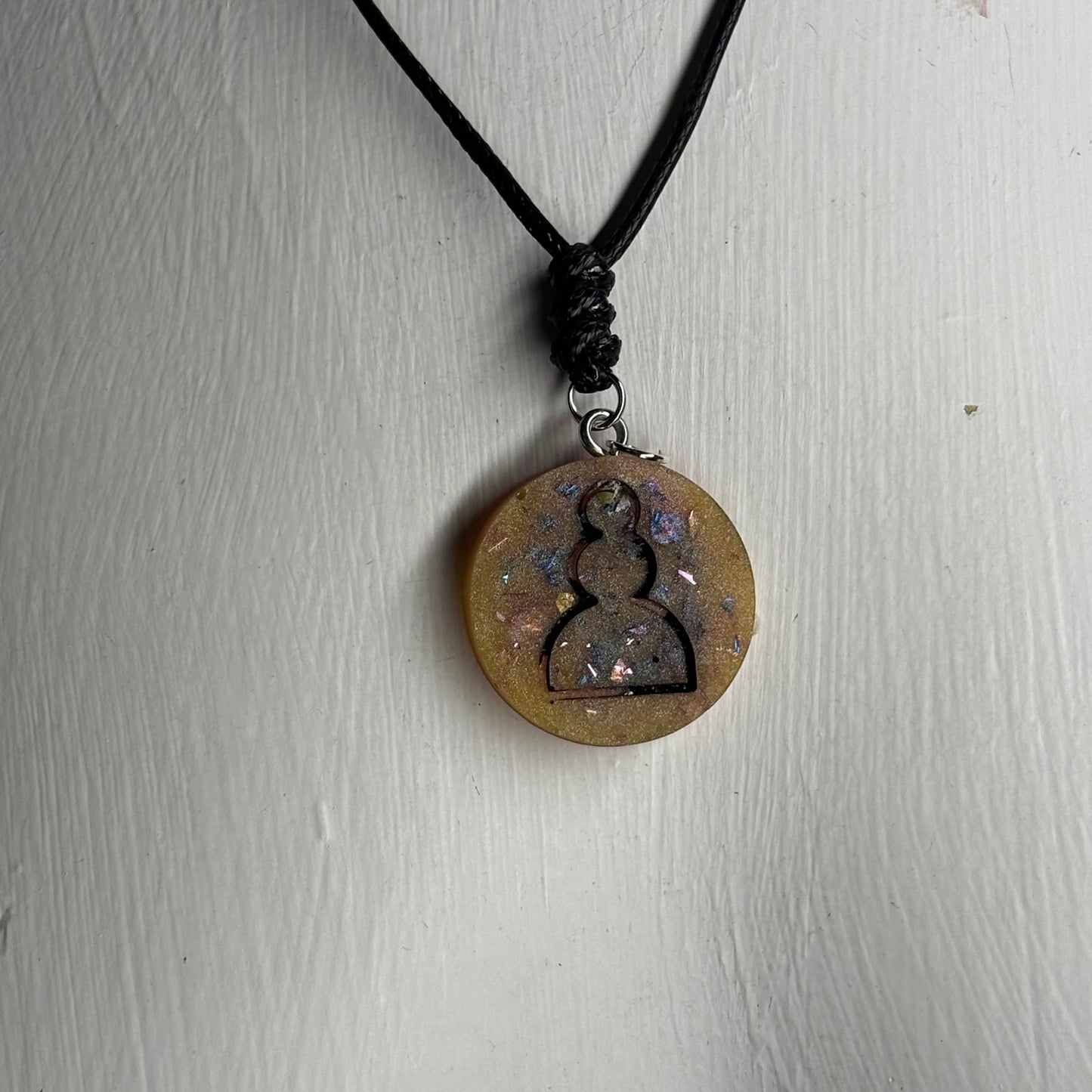 Yellow Crystal Pawn - Handmade Resin Chess Necklace
