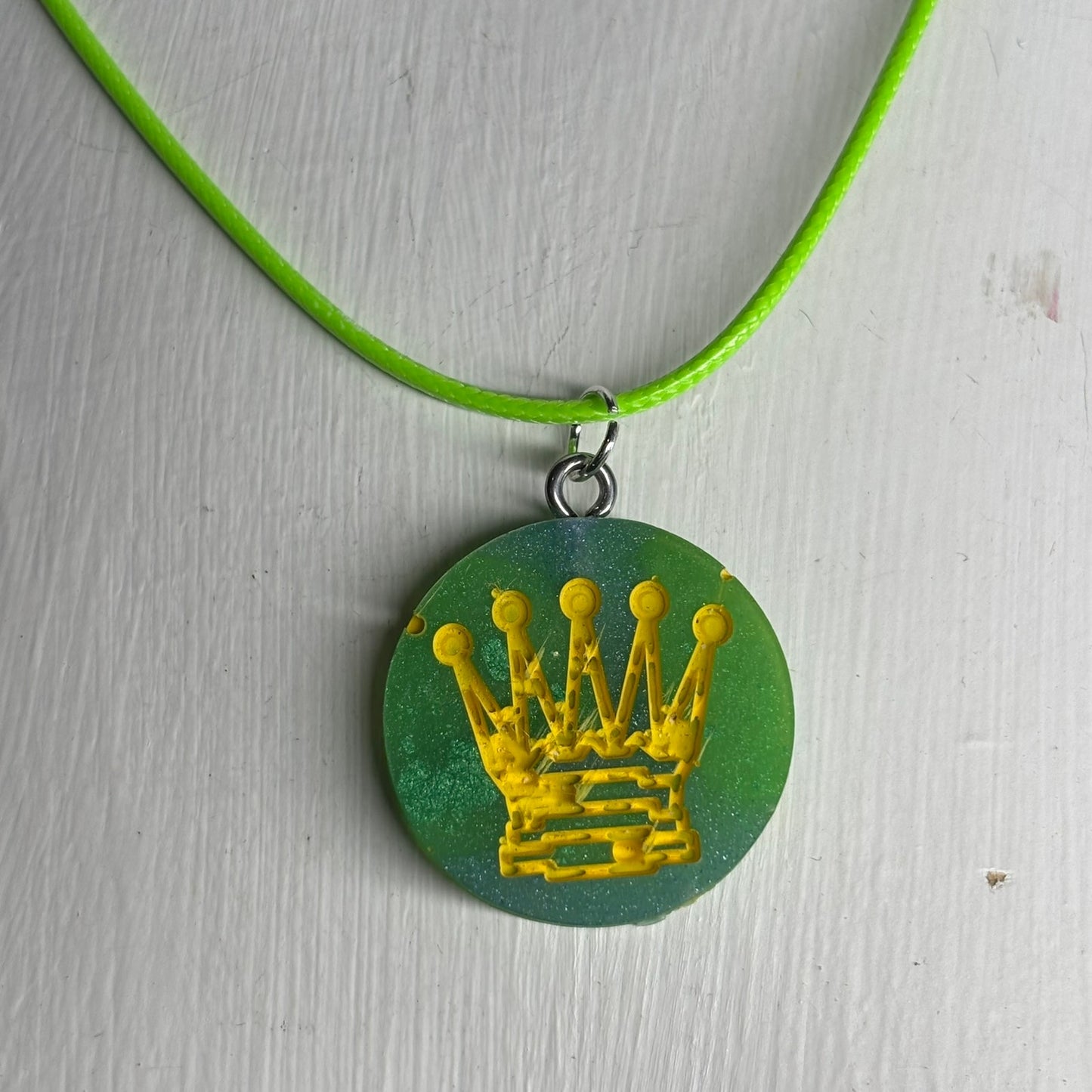 Green Queen - Handmade Resin Chess Necklace