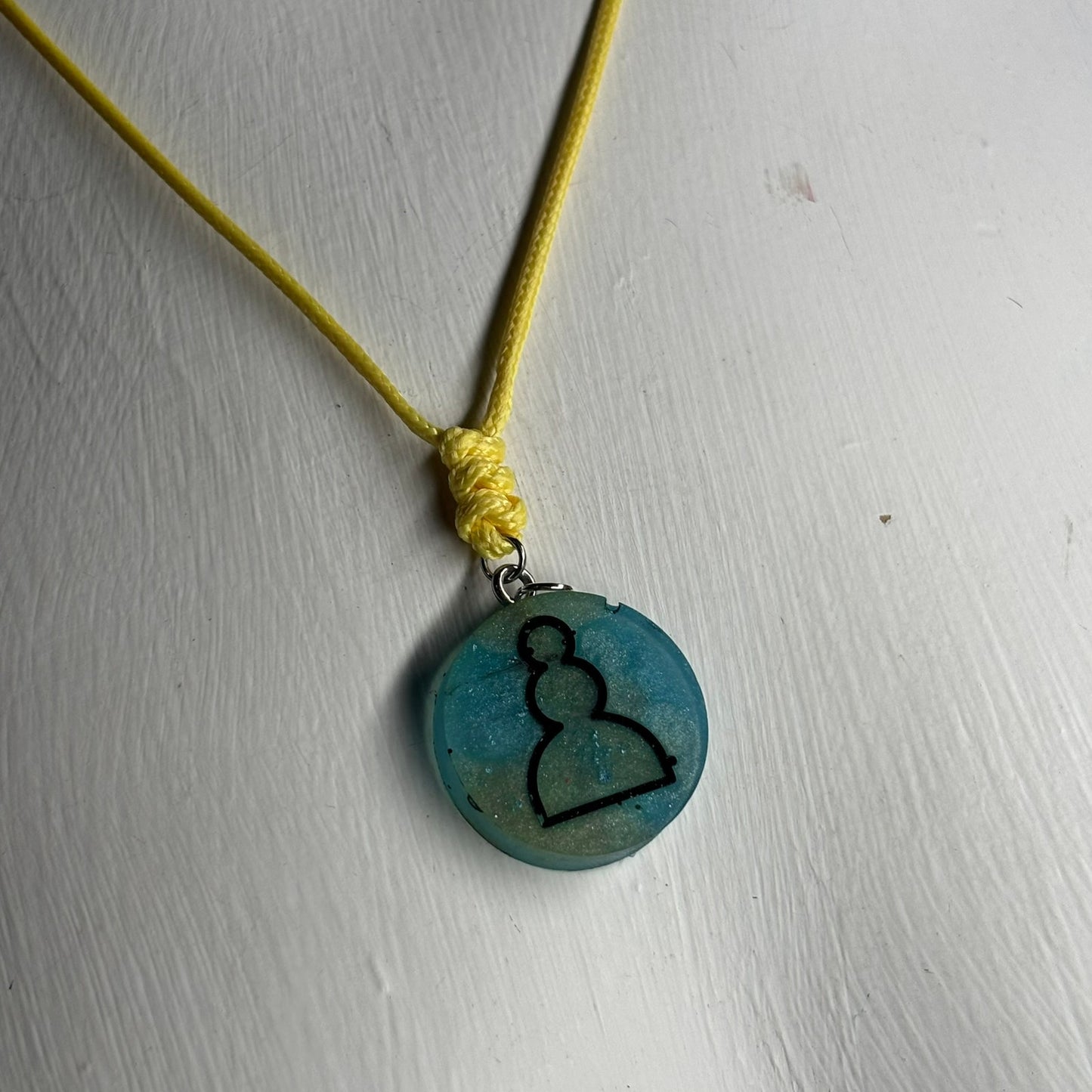 Seaside Blue Pawn - Handmade Resin Chess Necklace