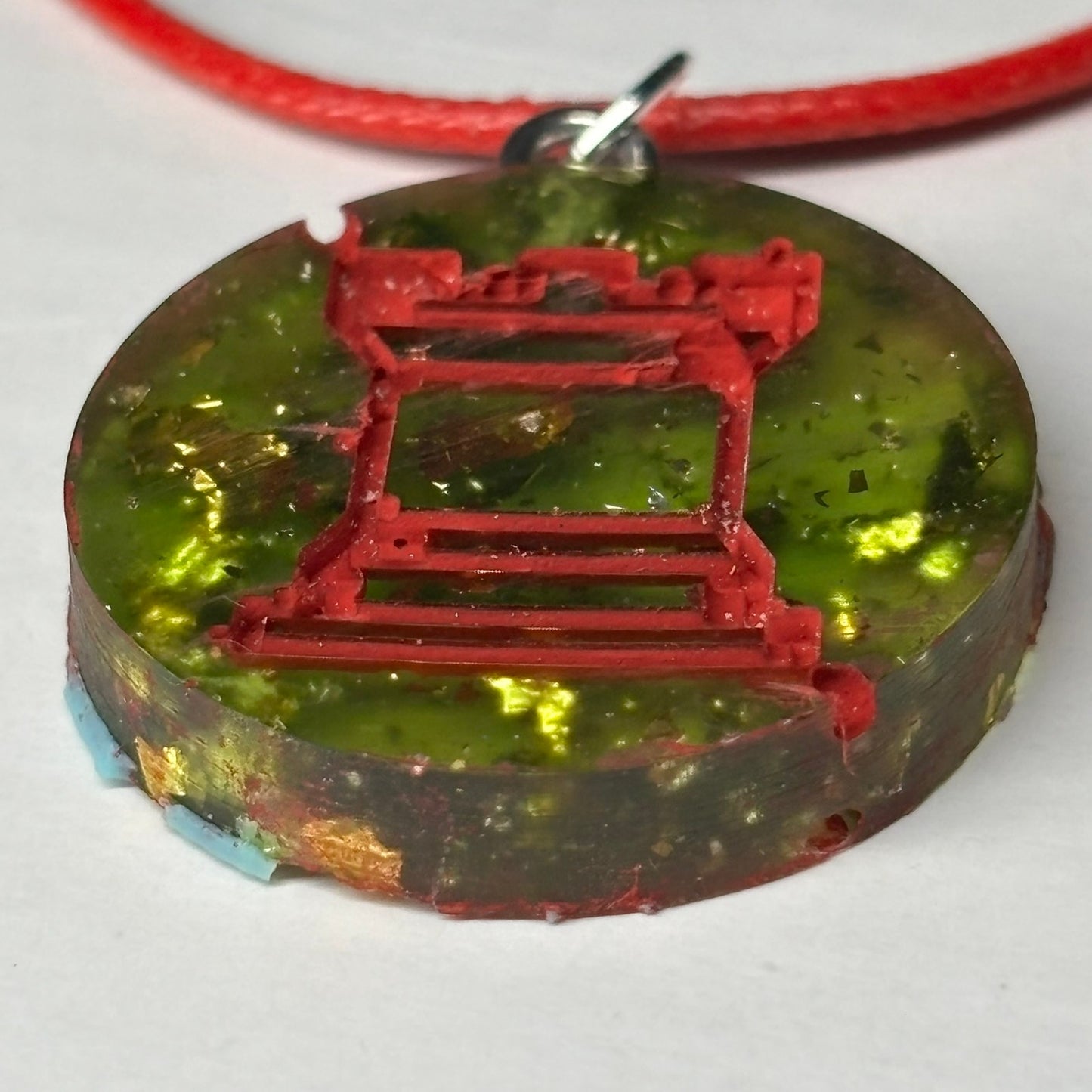 Royal Green Rook - Handmade Resin Chess Necklace