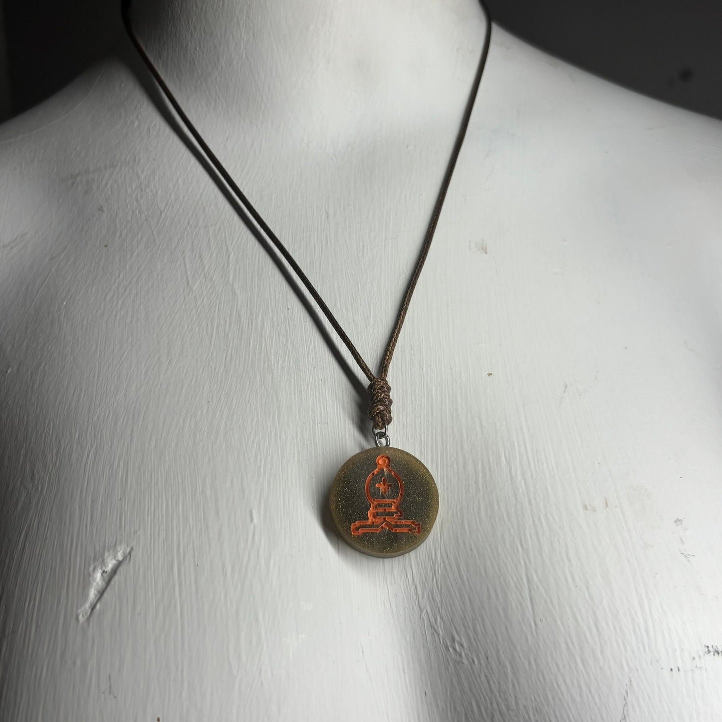 Coffee Brown Bishop - Handmade Resin Chess Necklace