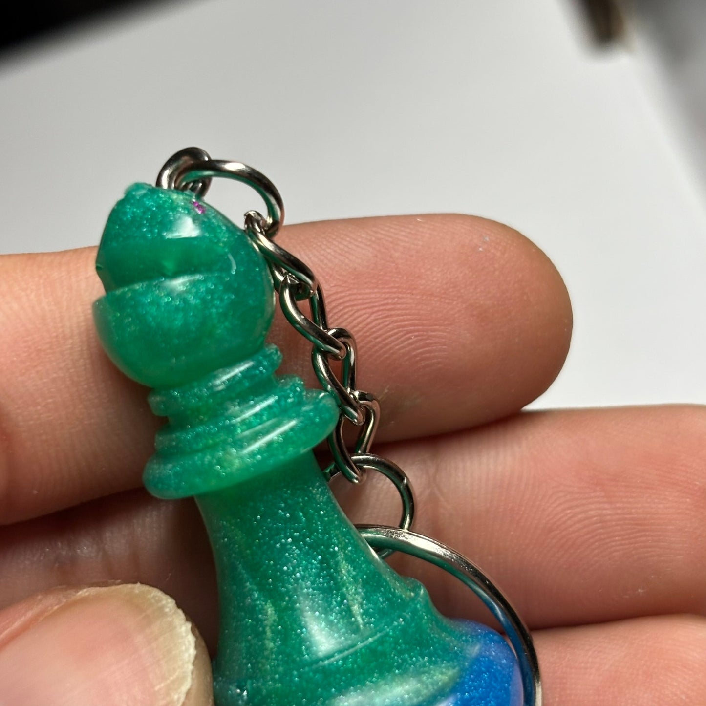 Green & Blue Bishop - Handmade Resin Keychain