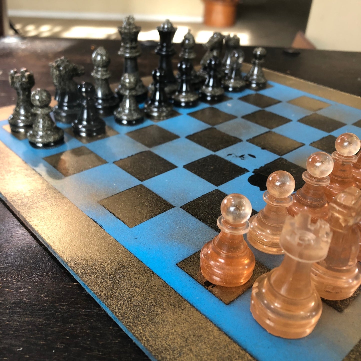 Golden Blue - Painted Chess Set