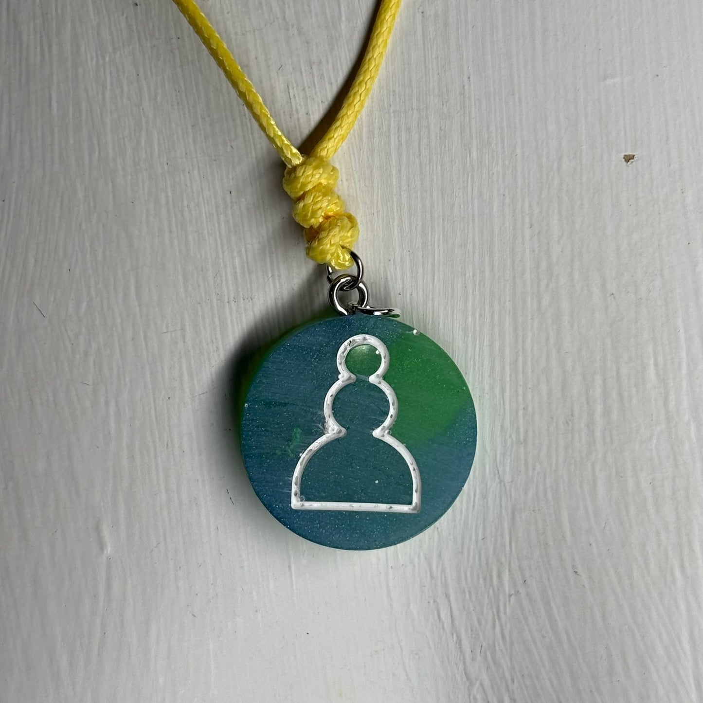Simple Green Pawn - Handmade Resin Chess Necklace