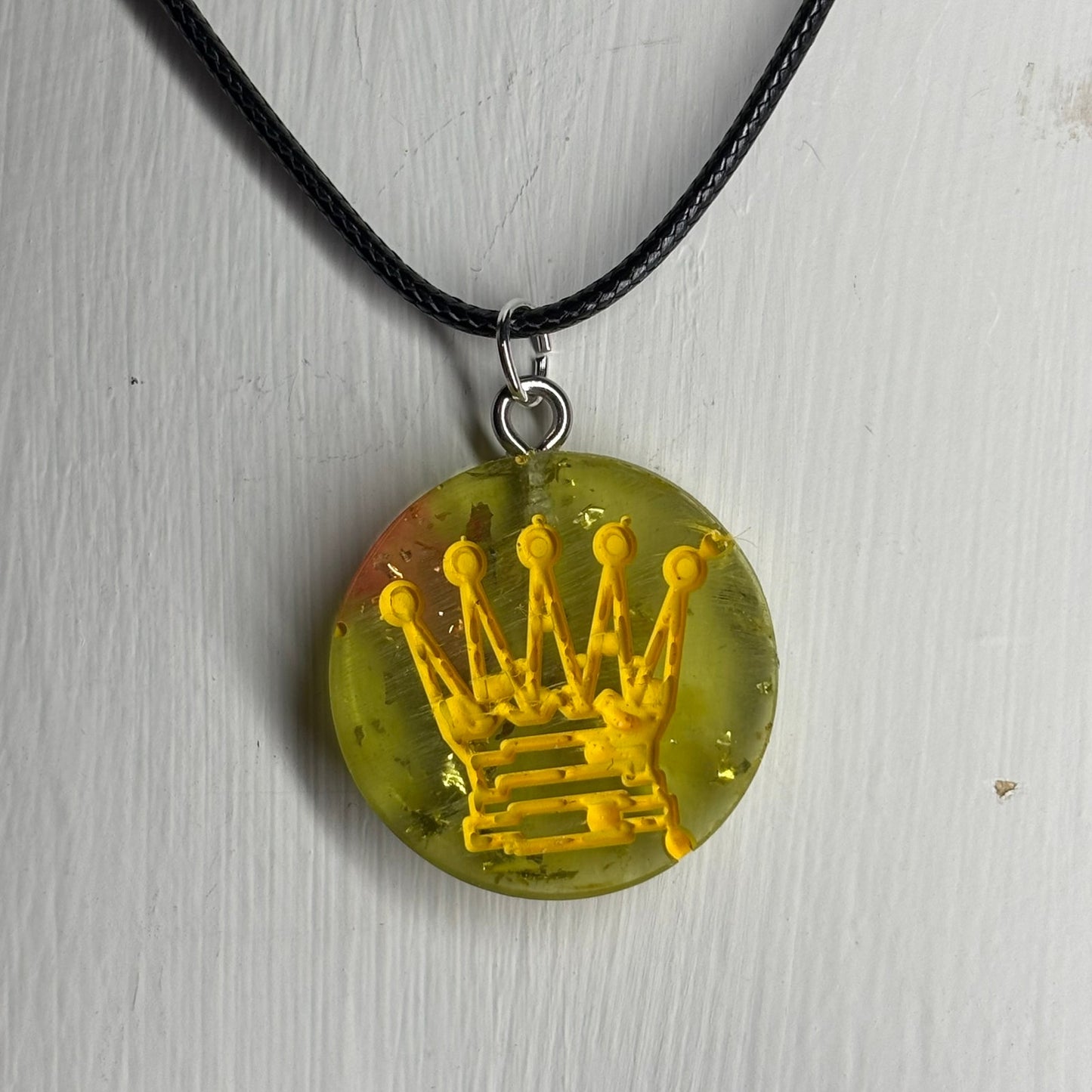 Queens Yellow Royalty - Handmade Resin Chess Necklace