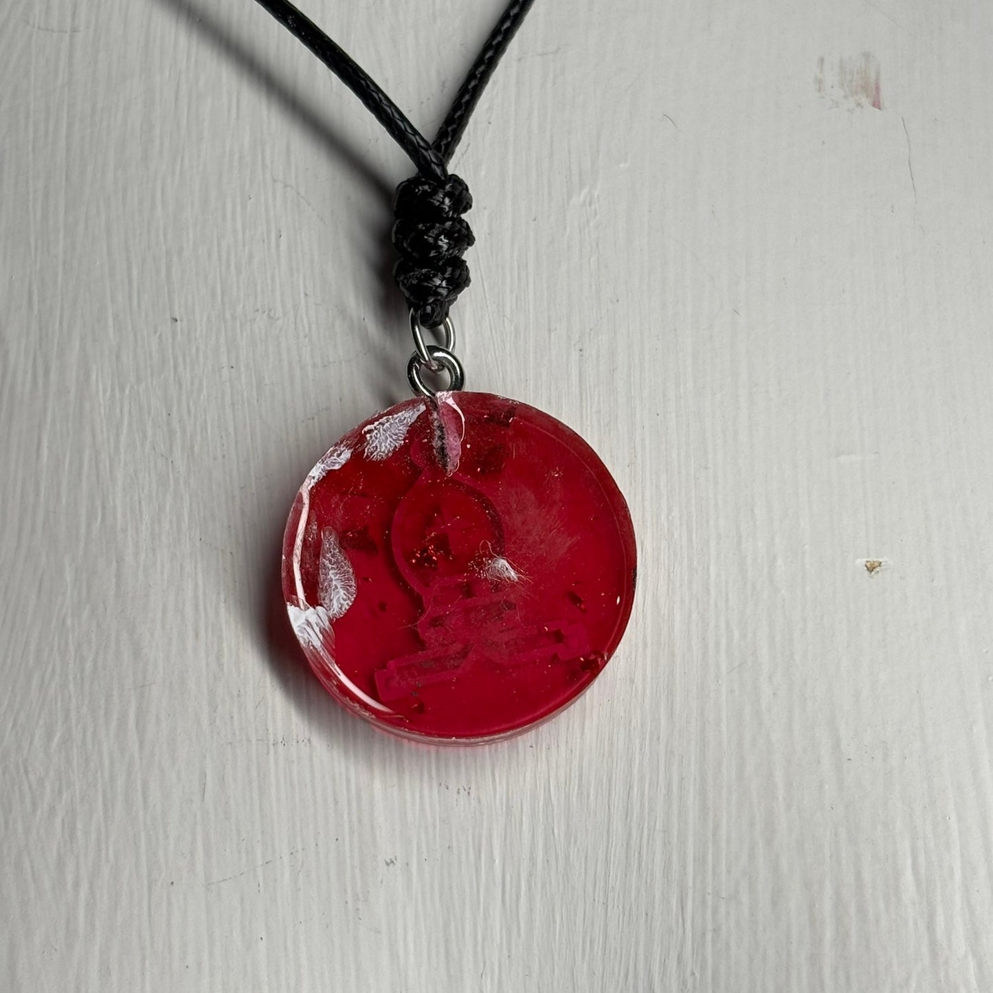 Red Translucent Bishop - Handmade Resin Chess Necklace