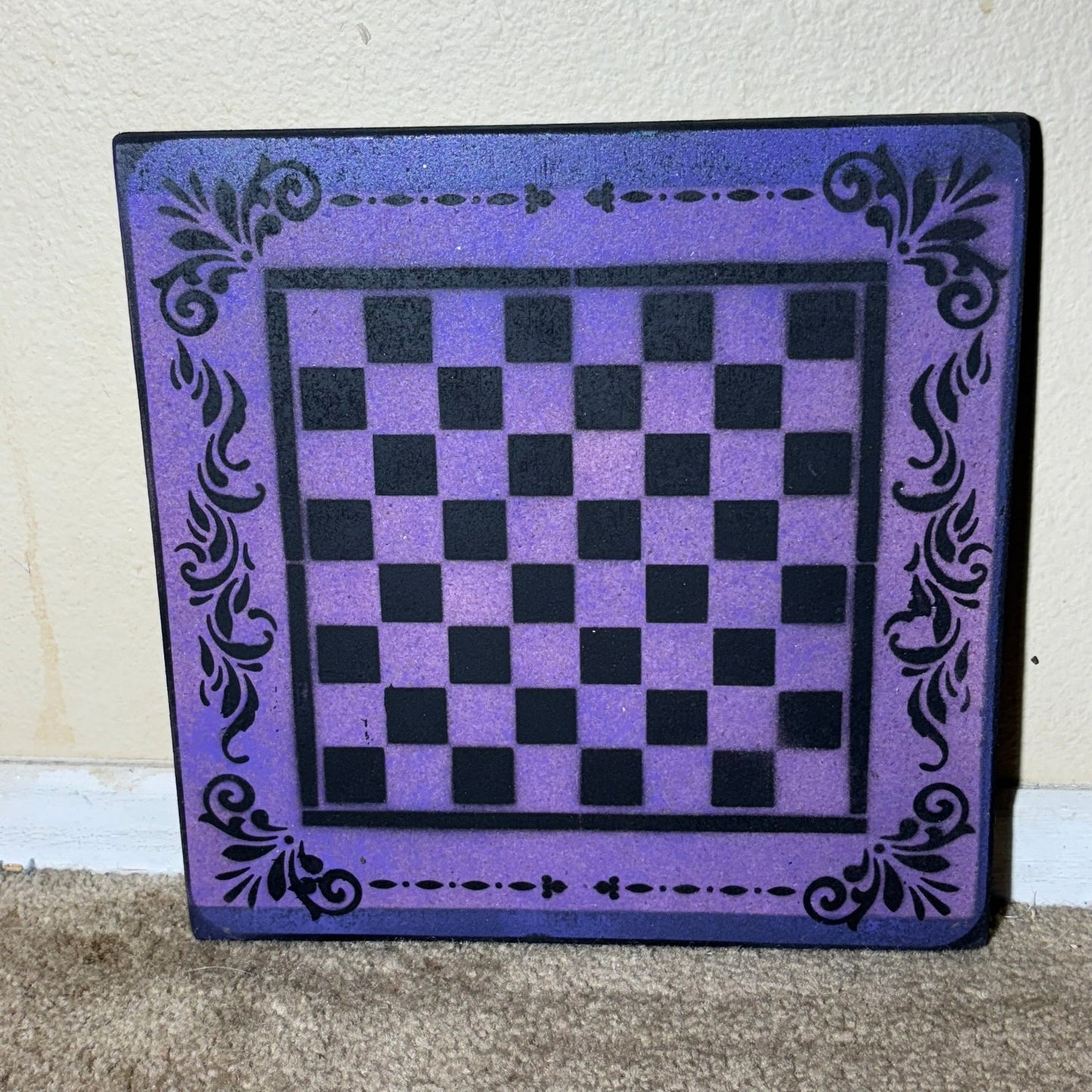 Purple Night - Painted Chess Board