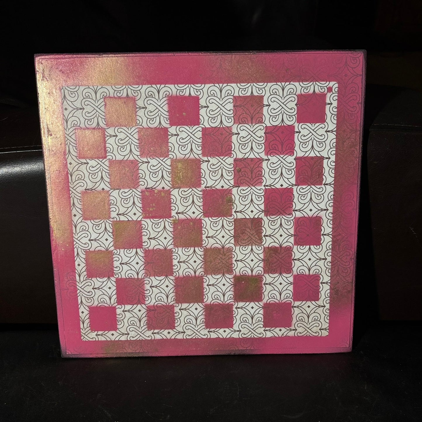 Pink & White - Scrapbook Chess Board