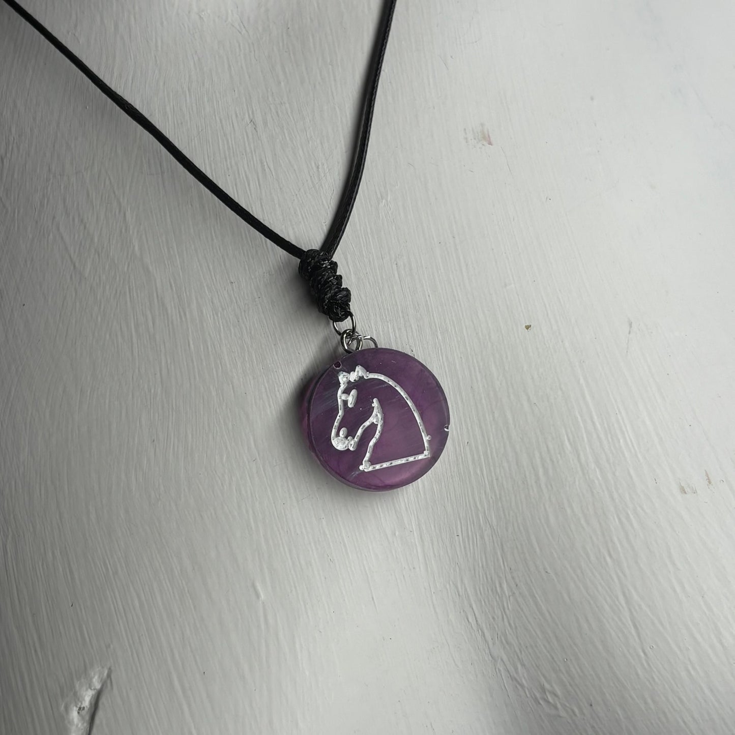 Purple Knight - Handmade Resin Chess Necklace